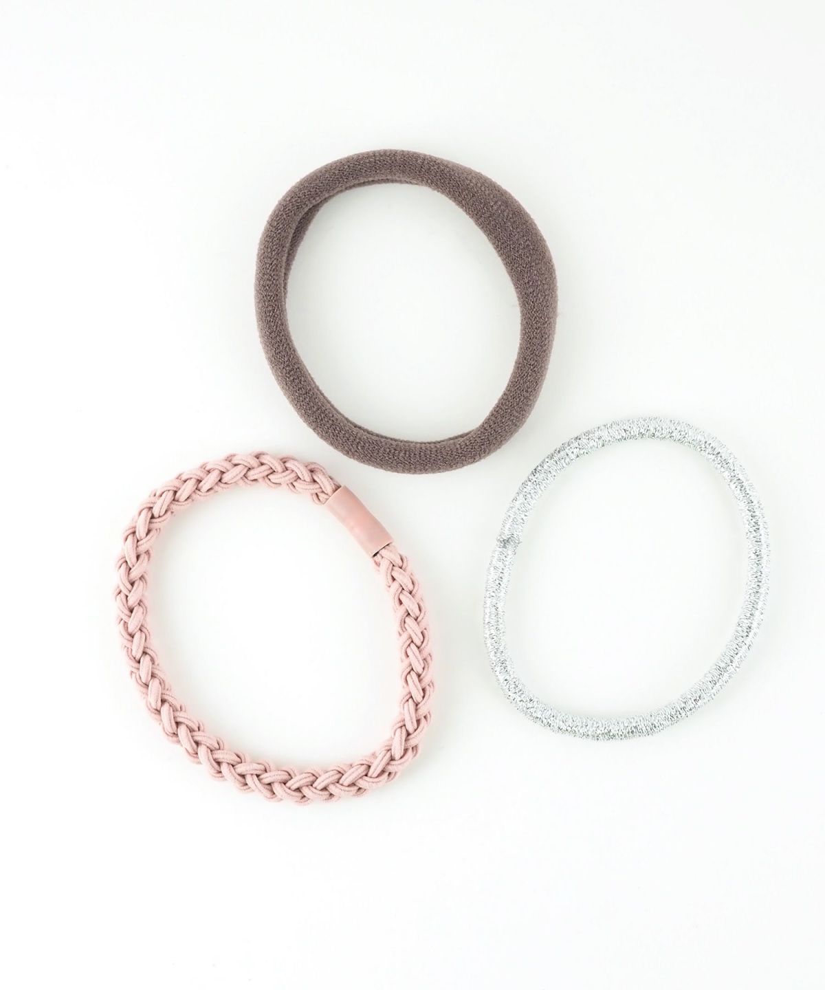 静電気軽減ラメナチュラル編みポニー3Pセット