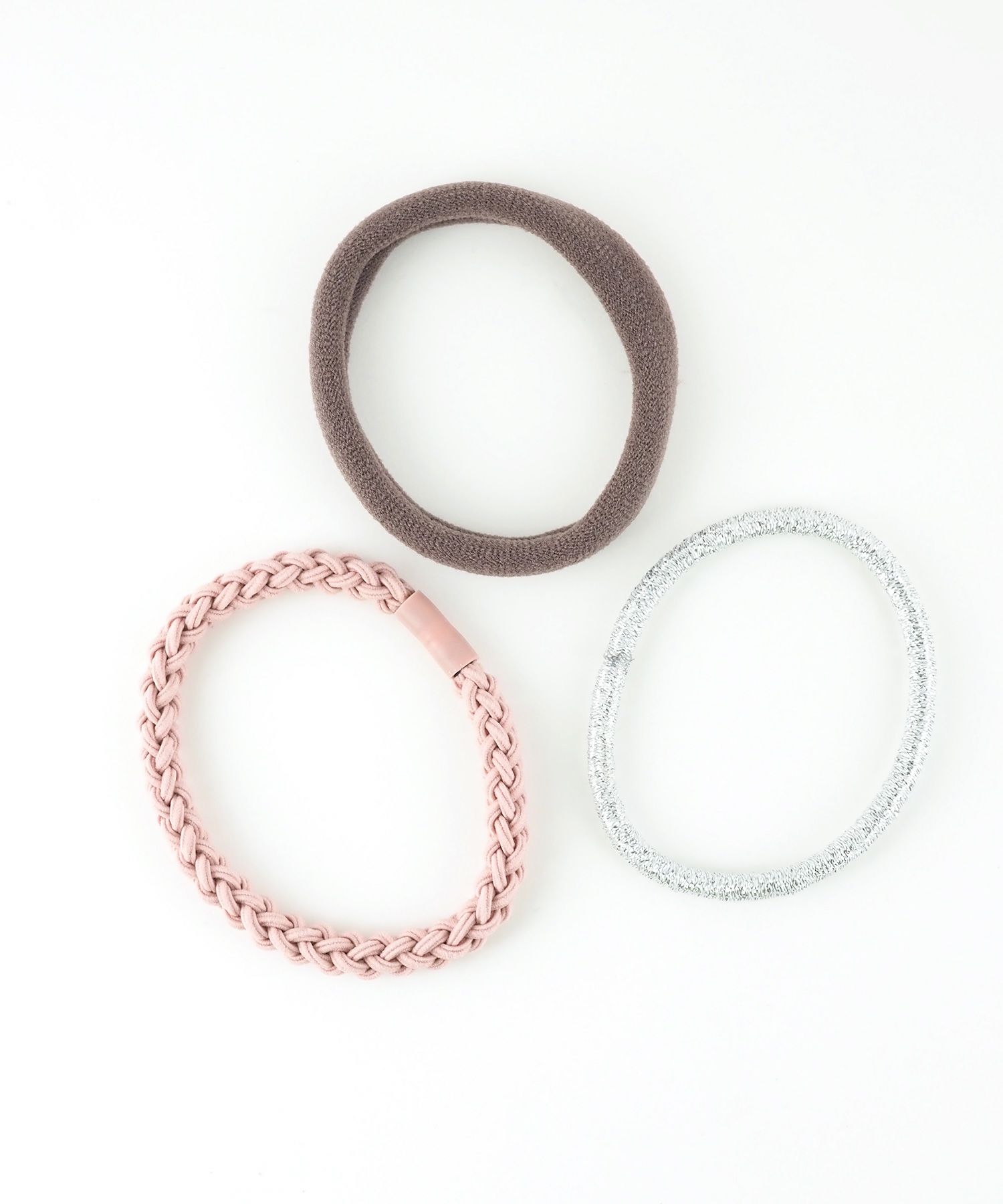 静電気軽減ラメナチュラル編みポニー3Pセット