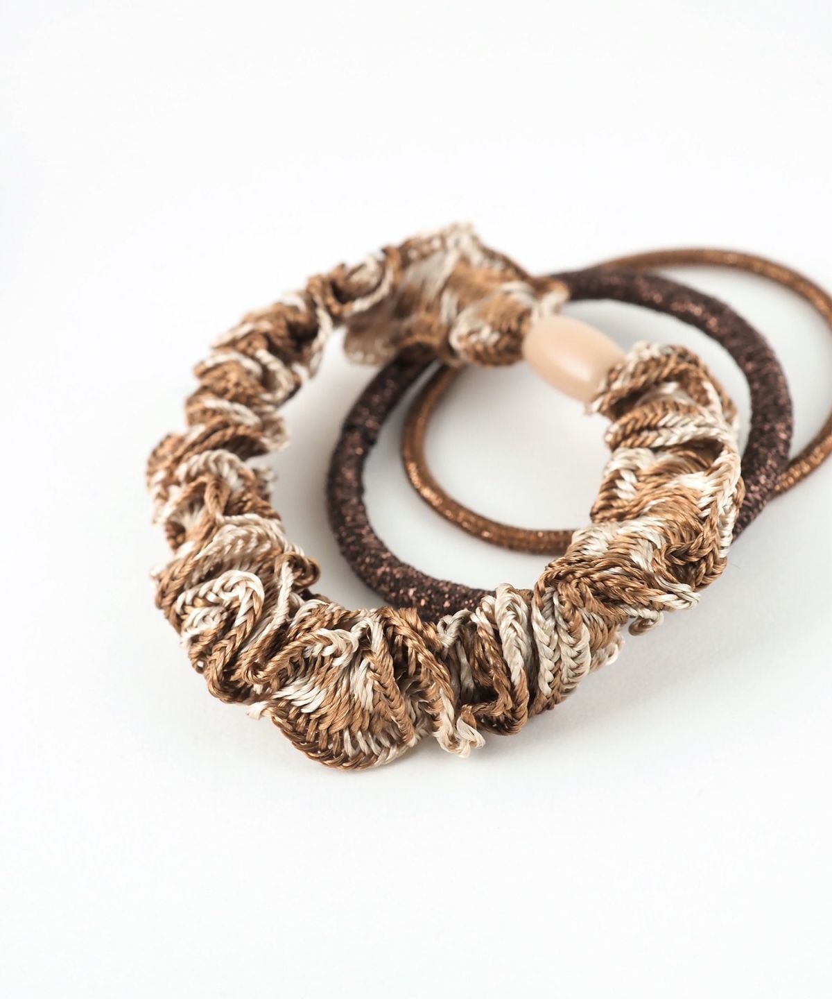 静電気軽減ラメフリル編みポニー3Pセット