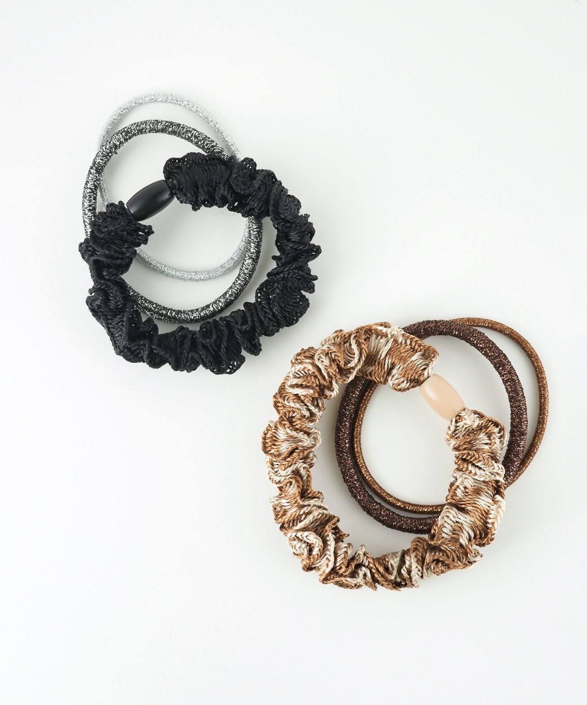 静電気軽減ラメフリル編みポニー3Pセット