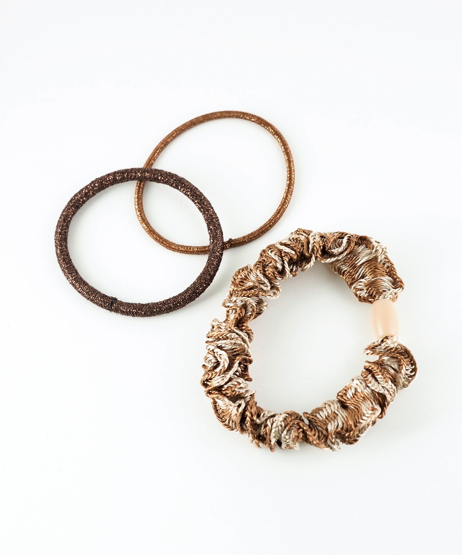 静電気軽減ラメフリル編みポニー3Pセット