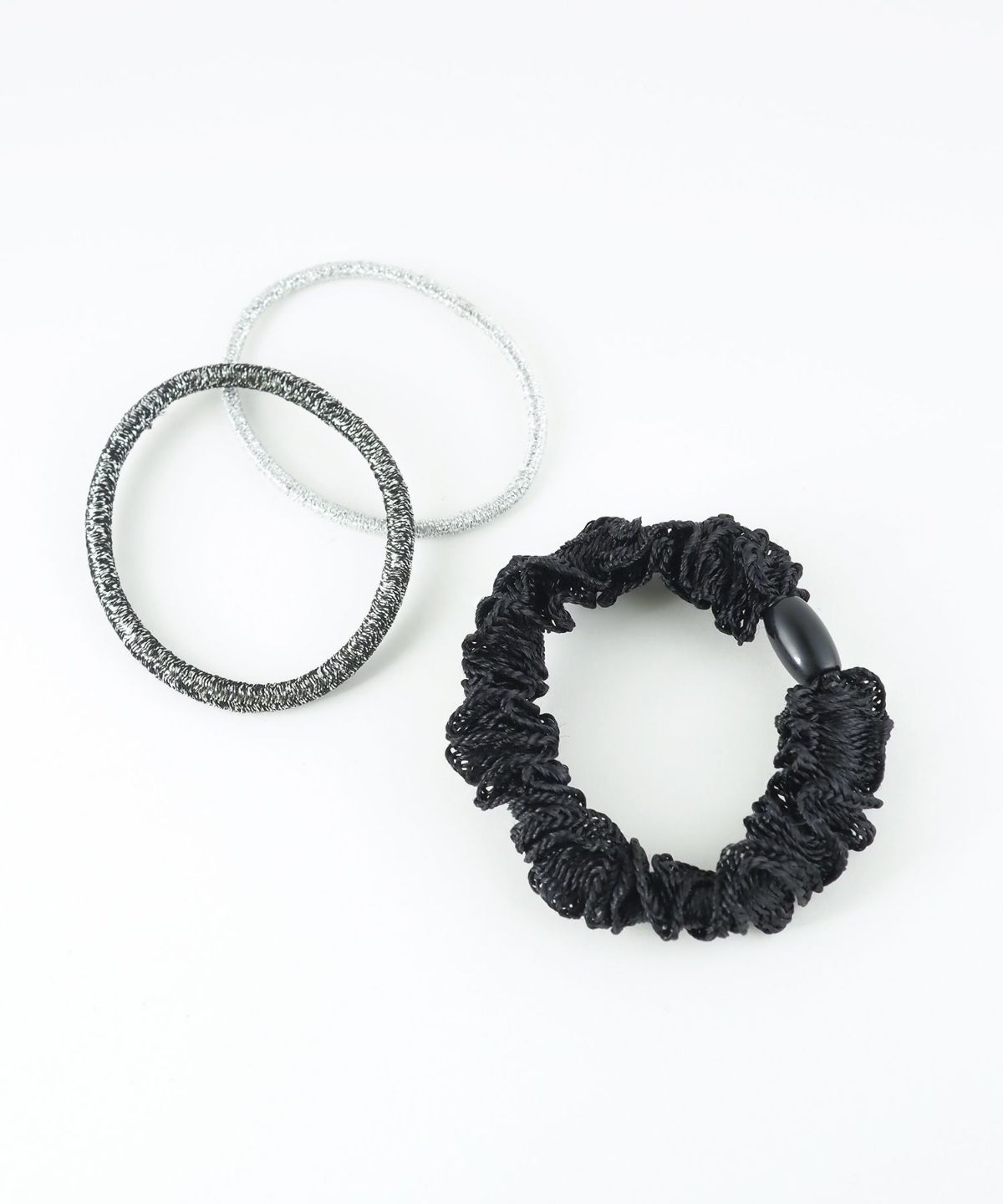 静電気軽減ラメフリル編みポニー3Pセット