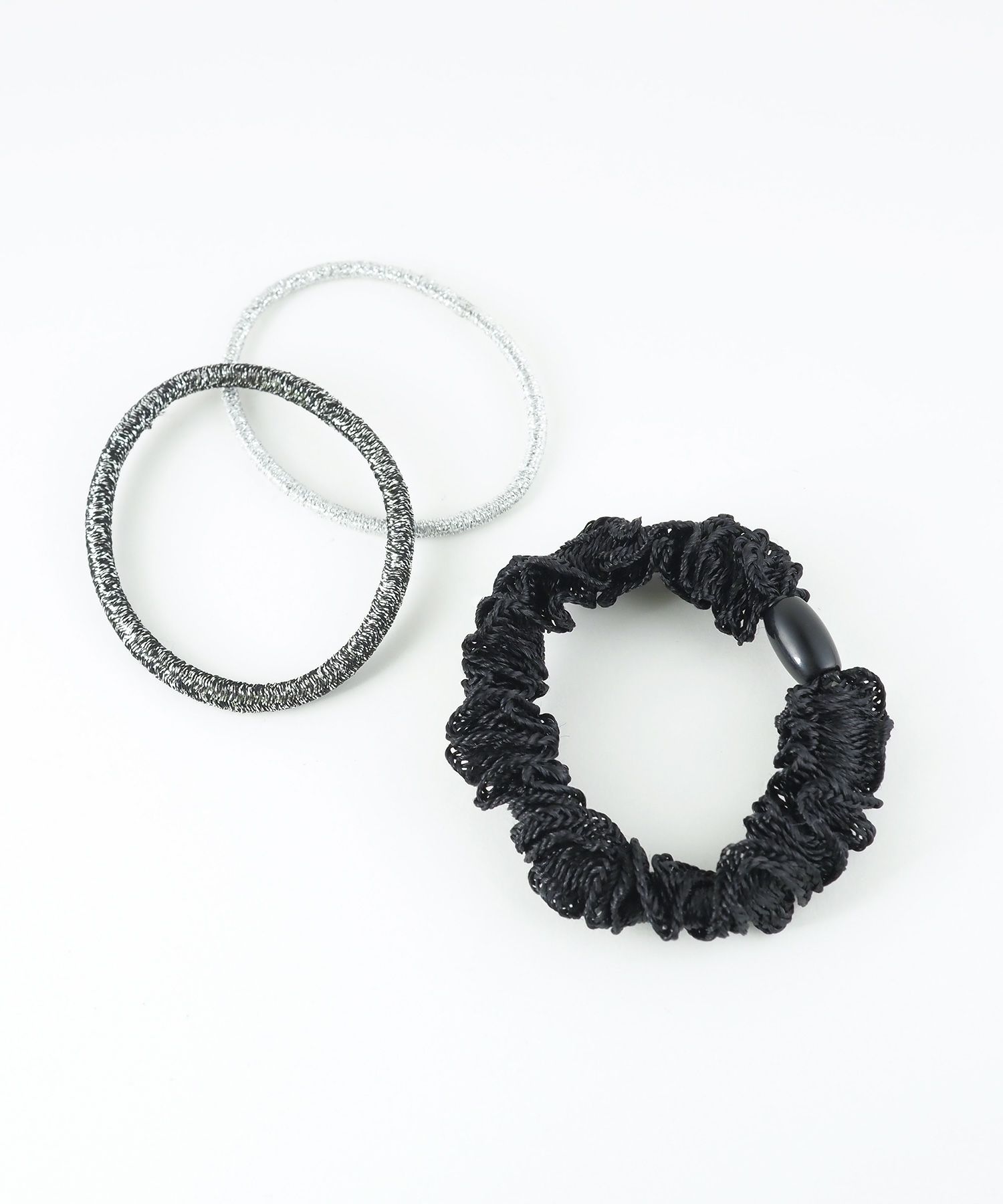 静電気軽減ラメフリル編みポニー3Pセット