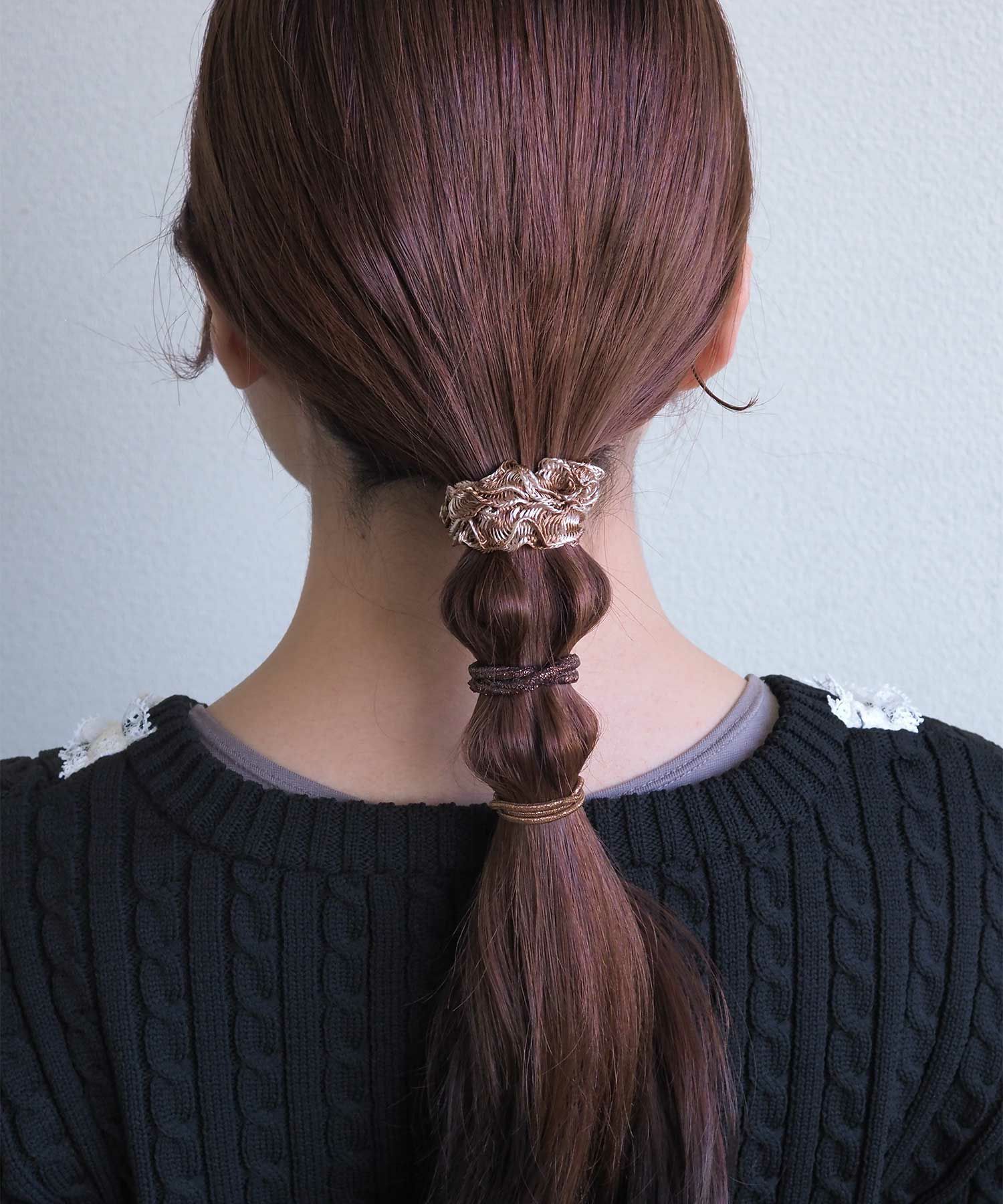 静電気軽減ラメフリル編みポニー3Pセット