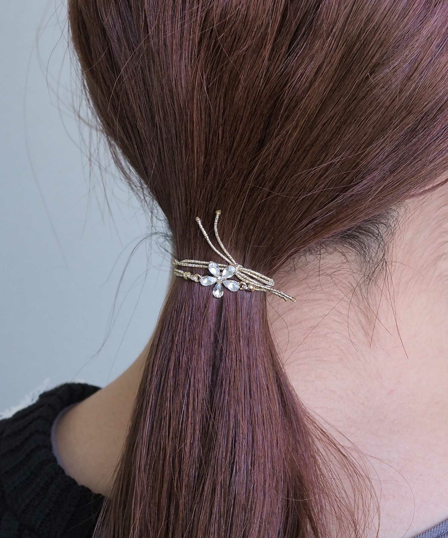 静電気軽減フラワーパールヘアブレスレット3Pセット