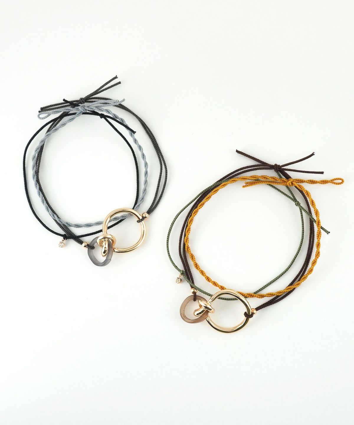 静電気軽減メタルノットヘアブレスレット3Pセット