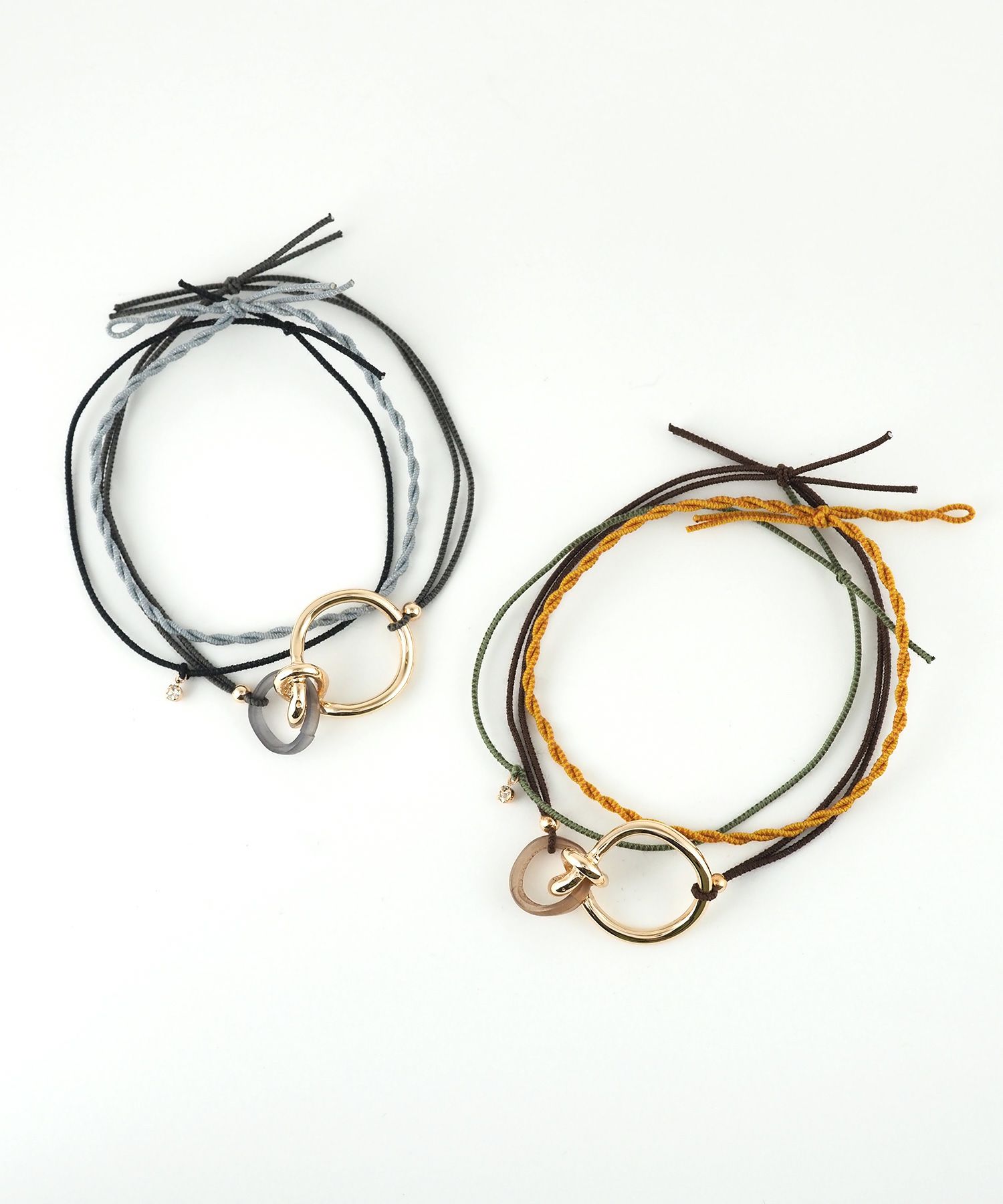 静電気軽減メタルノットヘアブレスレット3Pセット