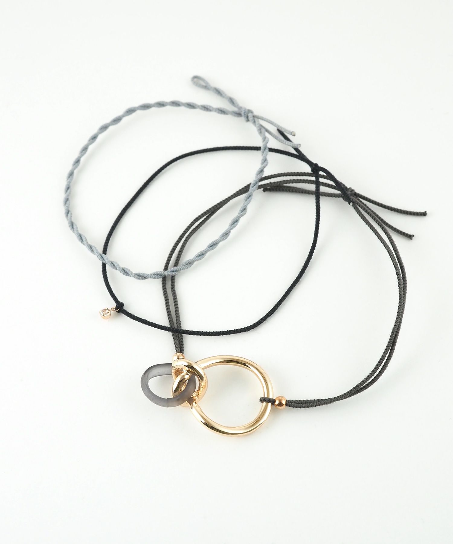 静電気軽減メタルノットヘアブレスレット3Pセット