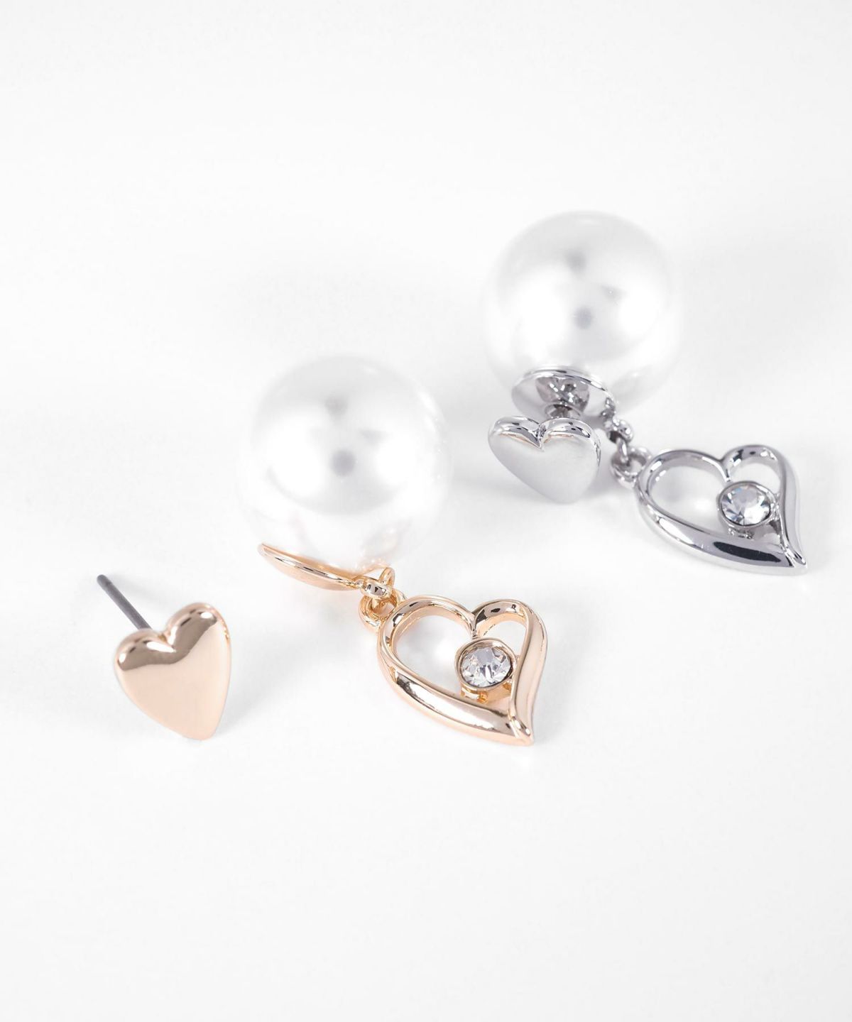 ハートストーンパールバックキャッチピアス