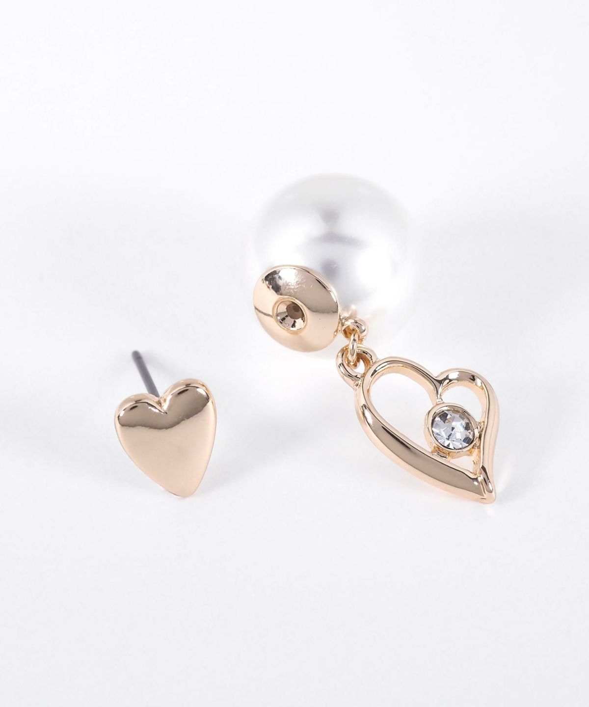 ハートストーンパールバックキャッチピアス