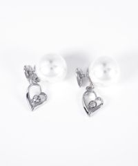 ハートストーンパールバックキャッチピアス