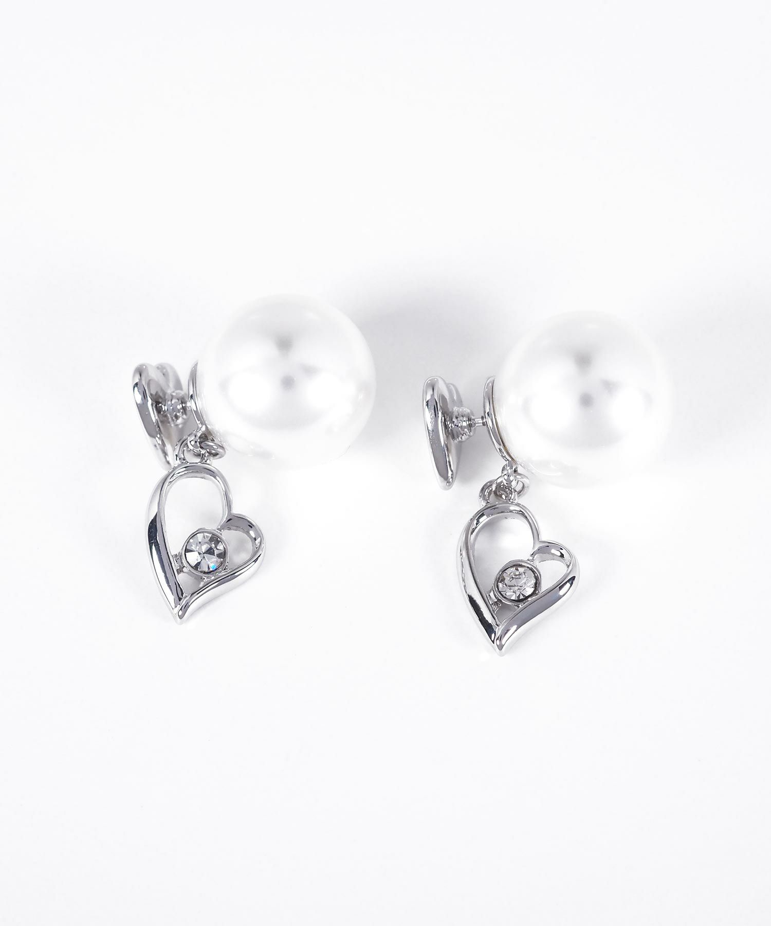 ハートストーンパールバックキャッチピアス