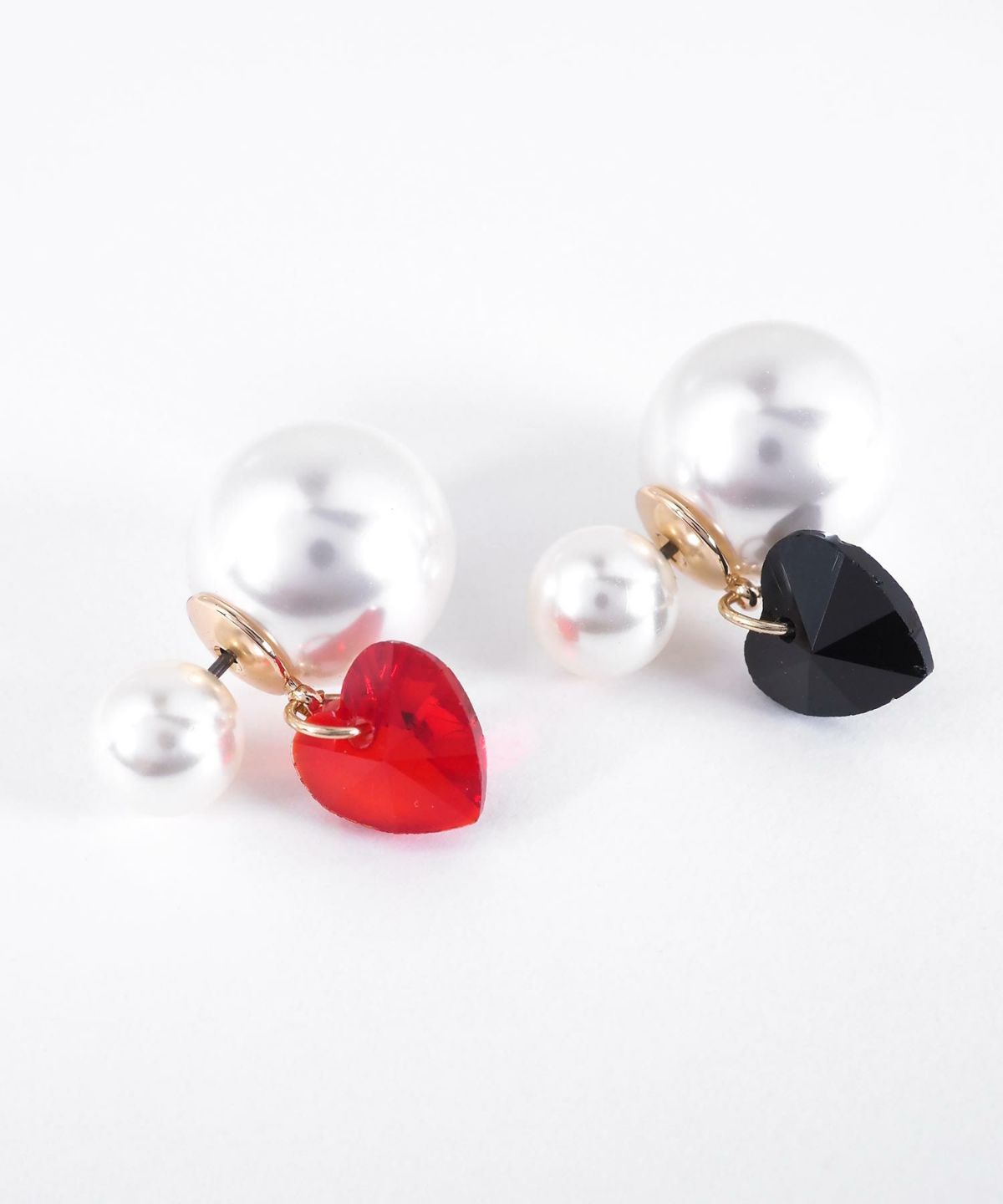 ハートパールバックキャッチピアス