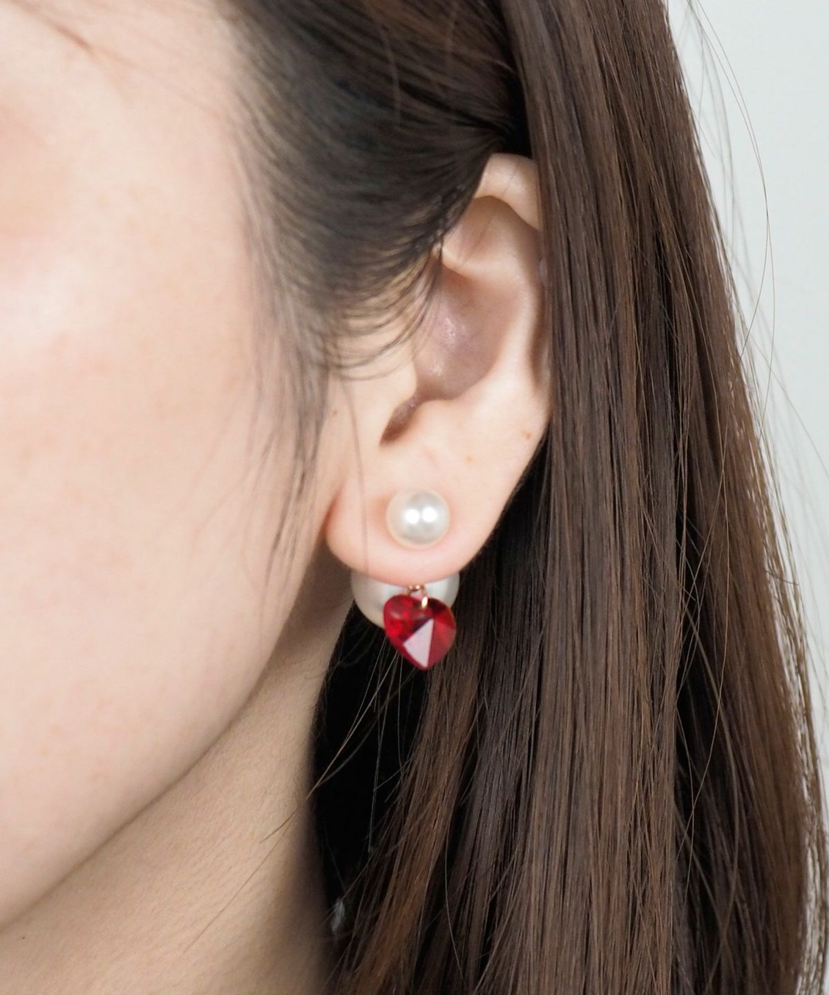 ハートパールバックキャッチピアス