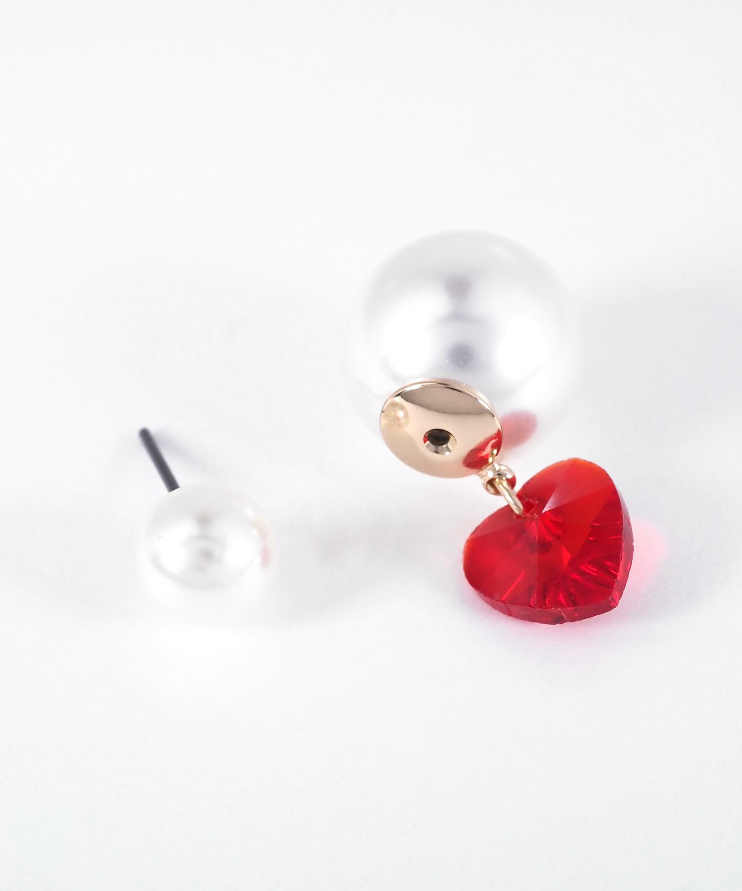 ハートパールバックキャッチピアス