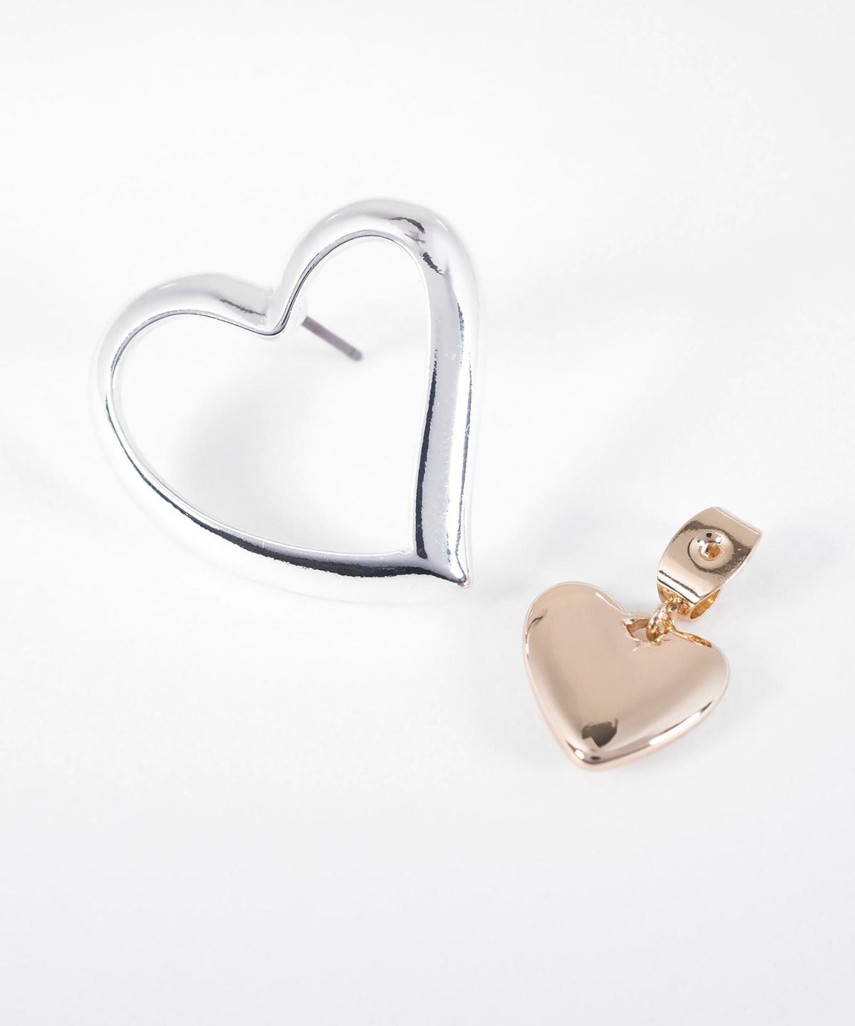 ダブルハートバックキャッチピアス