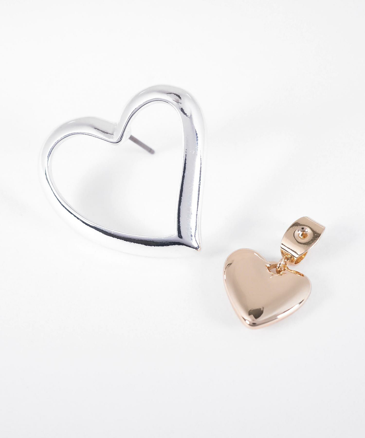 ダブルハートバックキャッチピアス