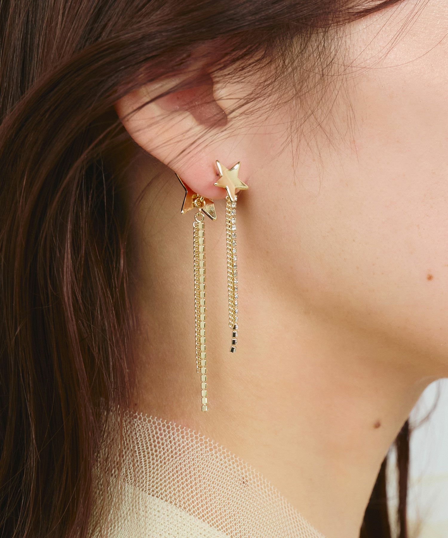 スターチェーンバックキャッチピアス