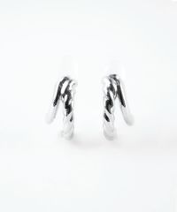 【web限定】ツイストダブルラインクリスタルループフィットイヤリング