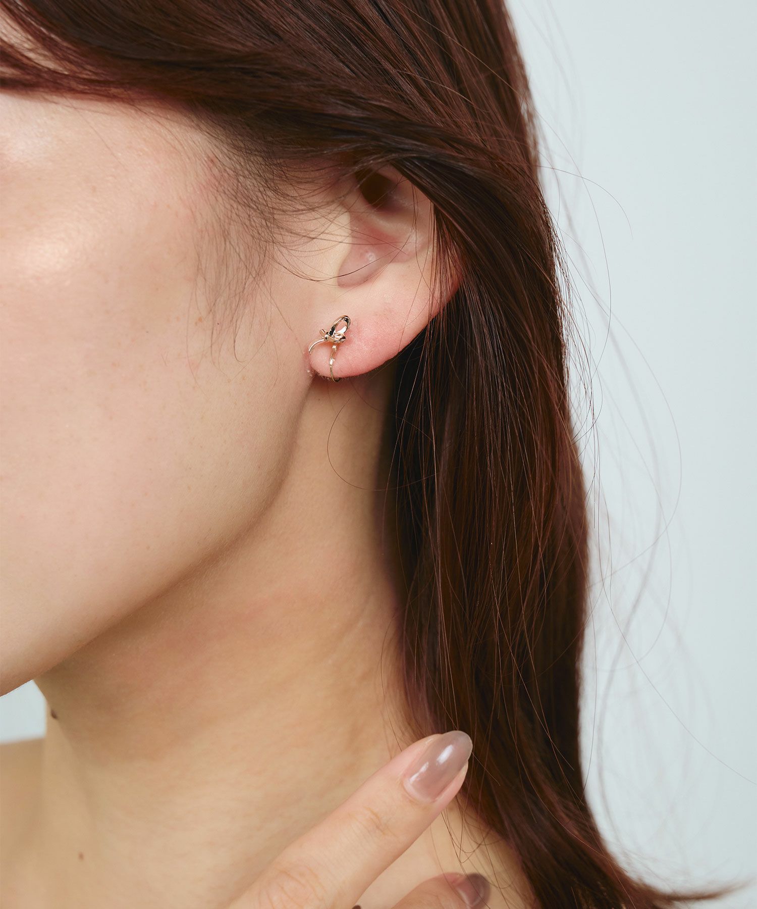 【web限定】メタルノットクリスタルループフィットイヤリング