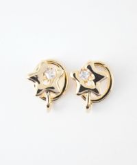 一粒ストーンスターラウンドメタルイヤリング