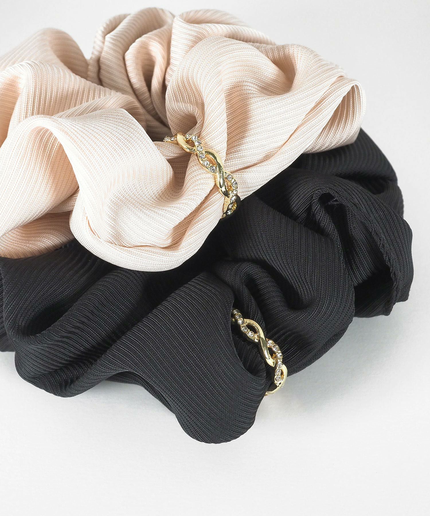 クロスビジューチャーム付きシュシュ