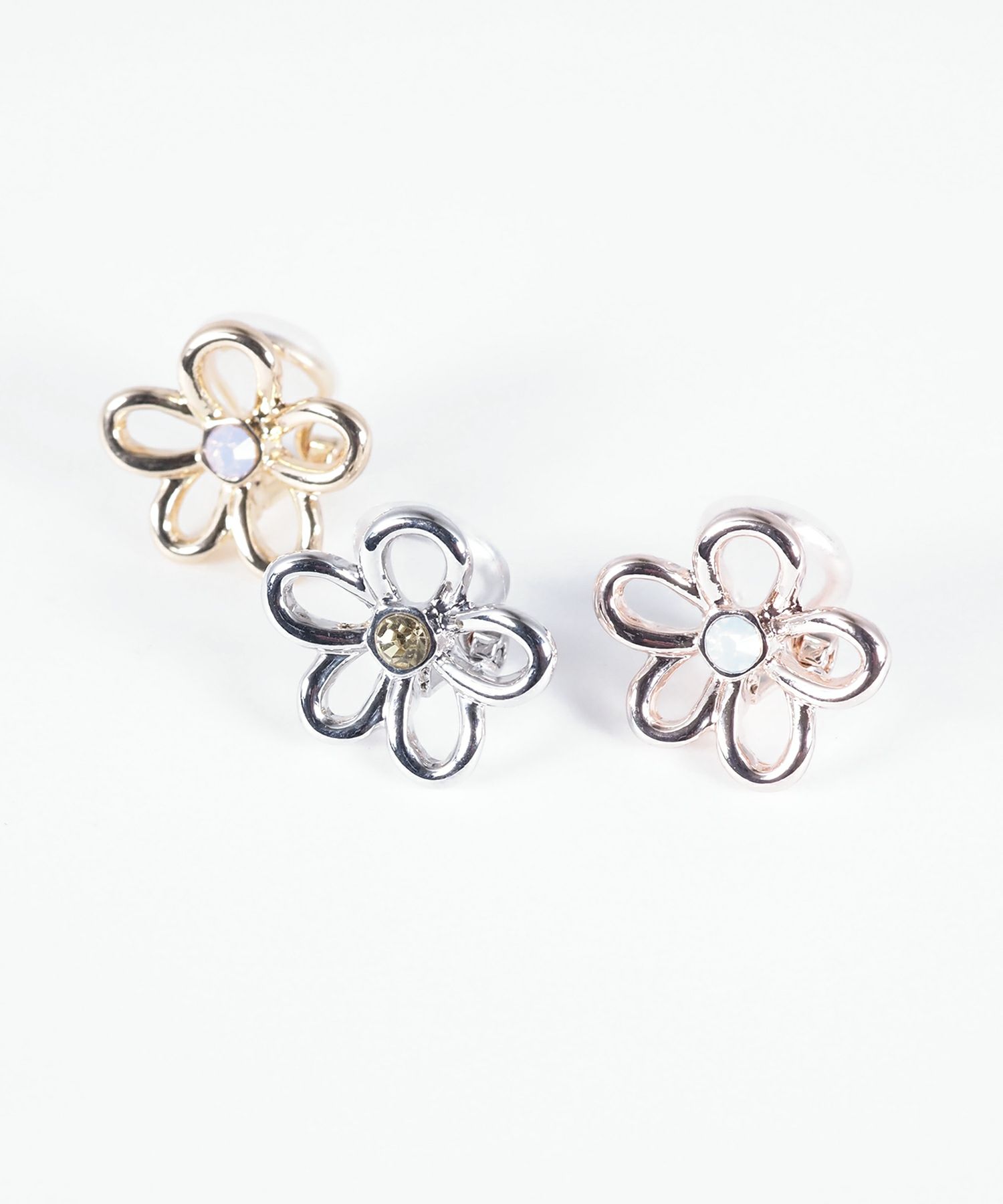 フラワーメタルクリップイヤリング