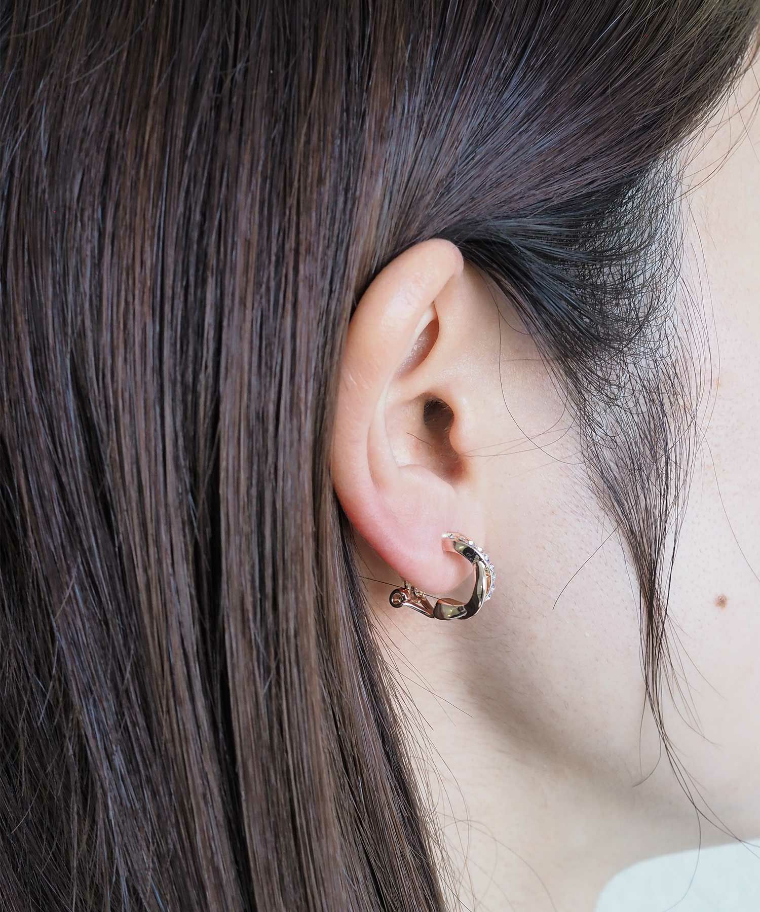 ツイストストーンクリップイヤリング