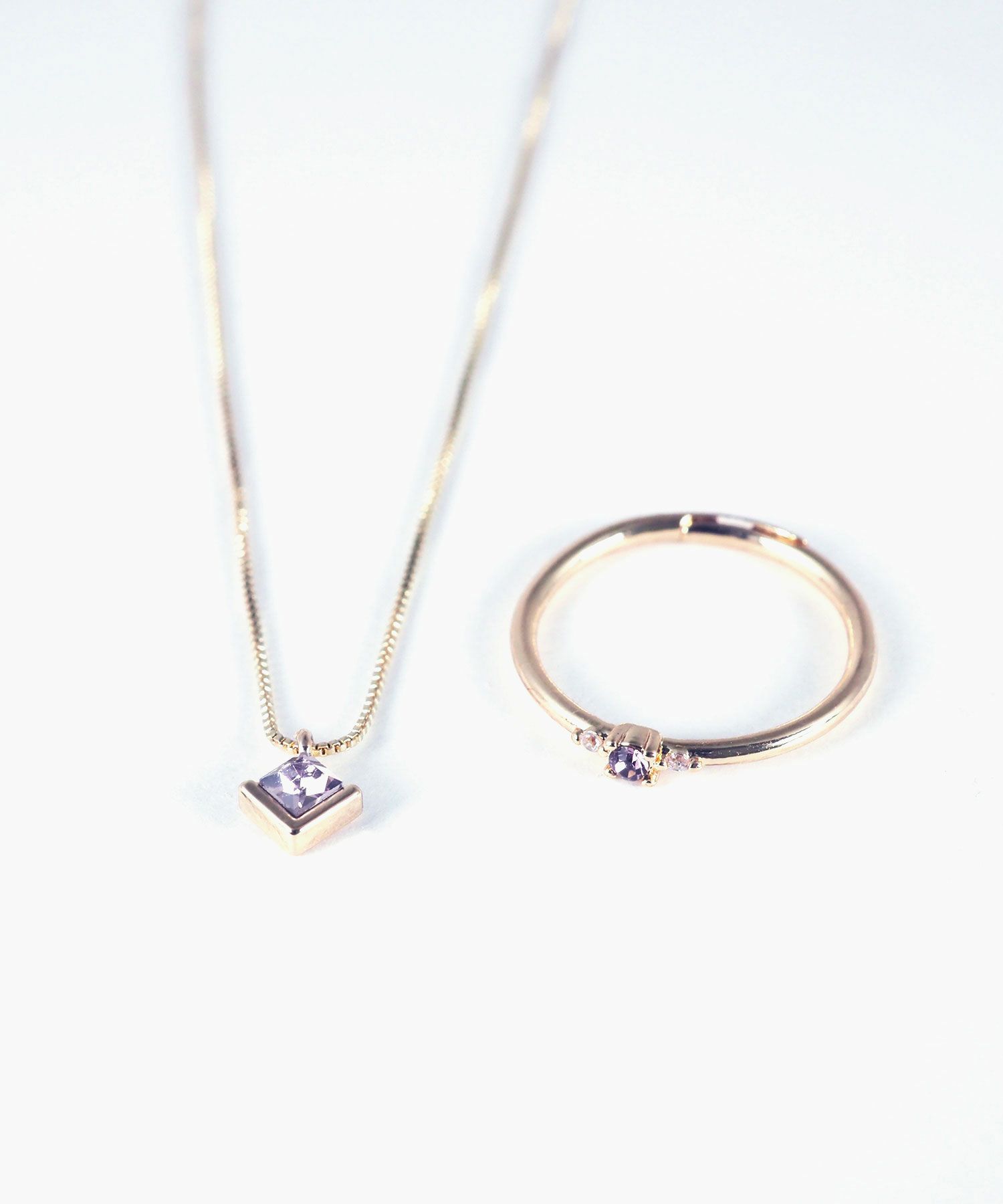 誕生石ネックレス＆リングセット