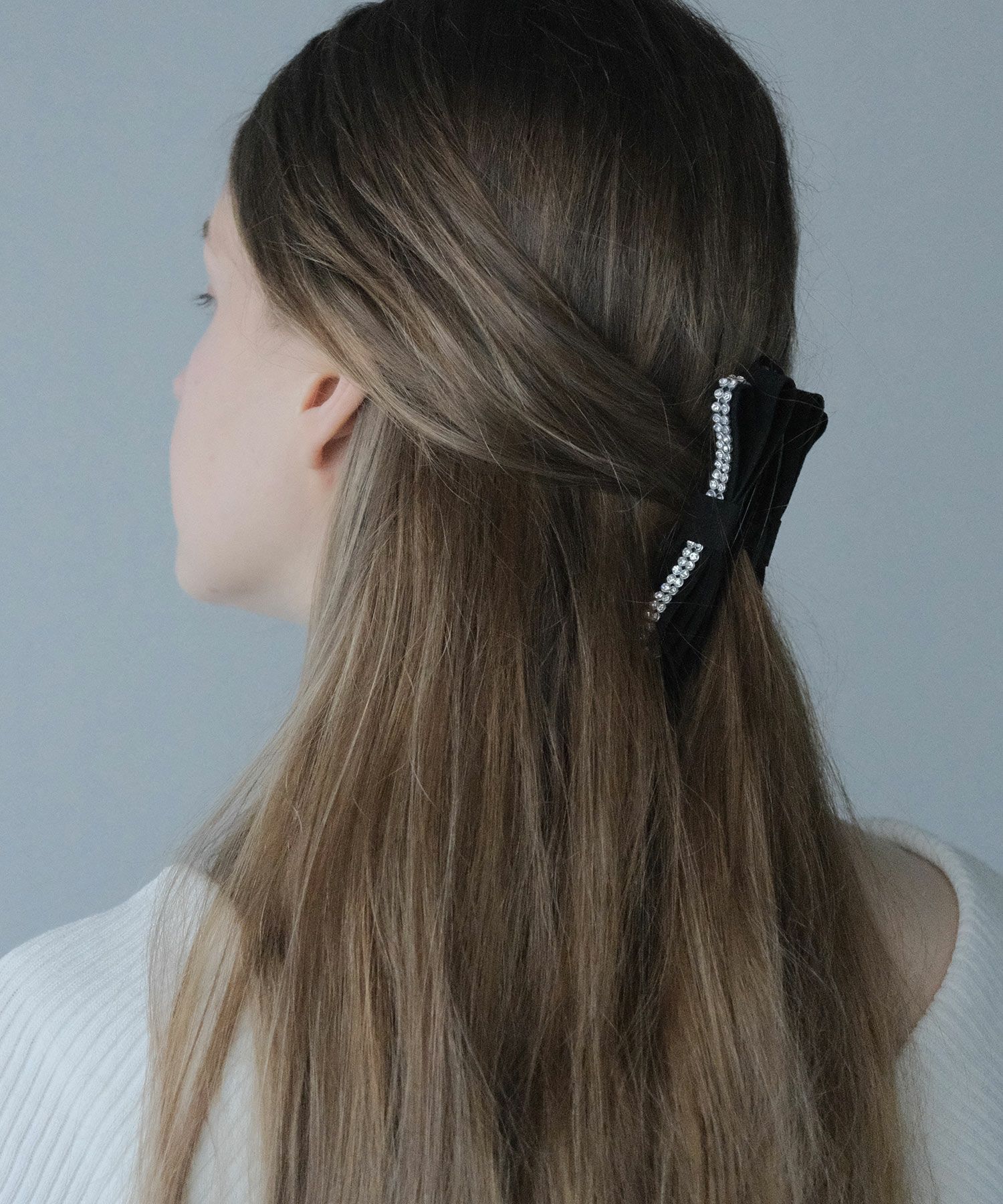 ラインストーンリボンバナナクリップ【JUNO PREMIUM】