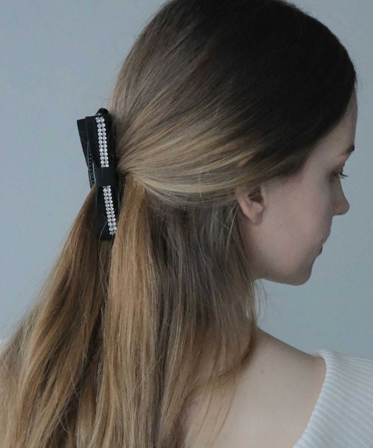 ラインストーンリボンバナナクリップ【JUNO PREMIUM】