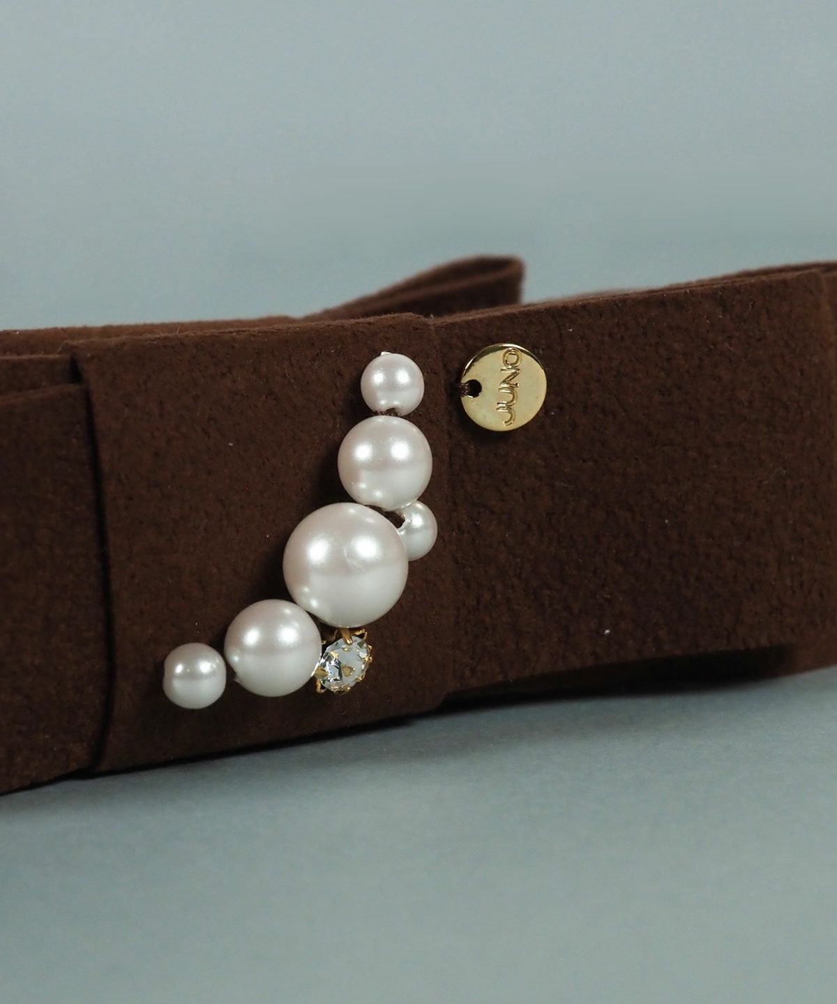 スウェードリボンパールバナナクリップ【JUNO PREMIUM】