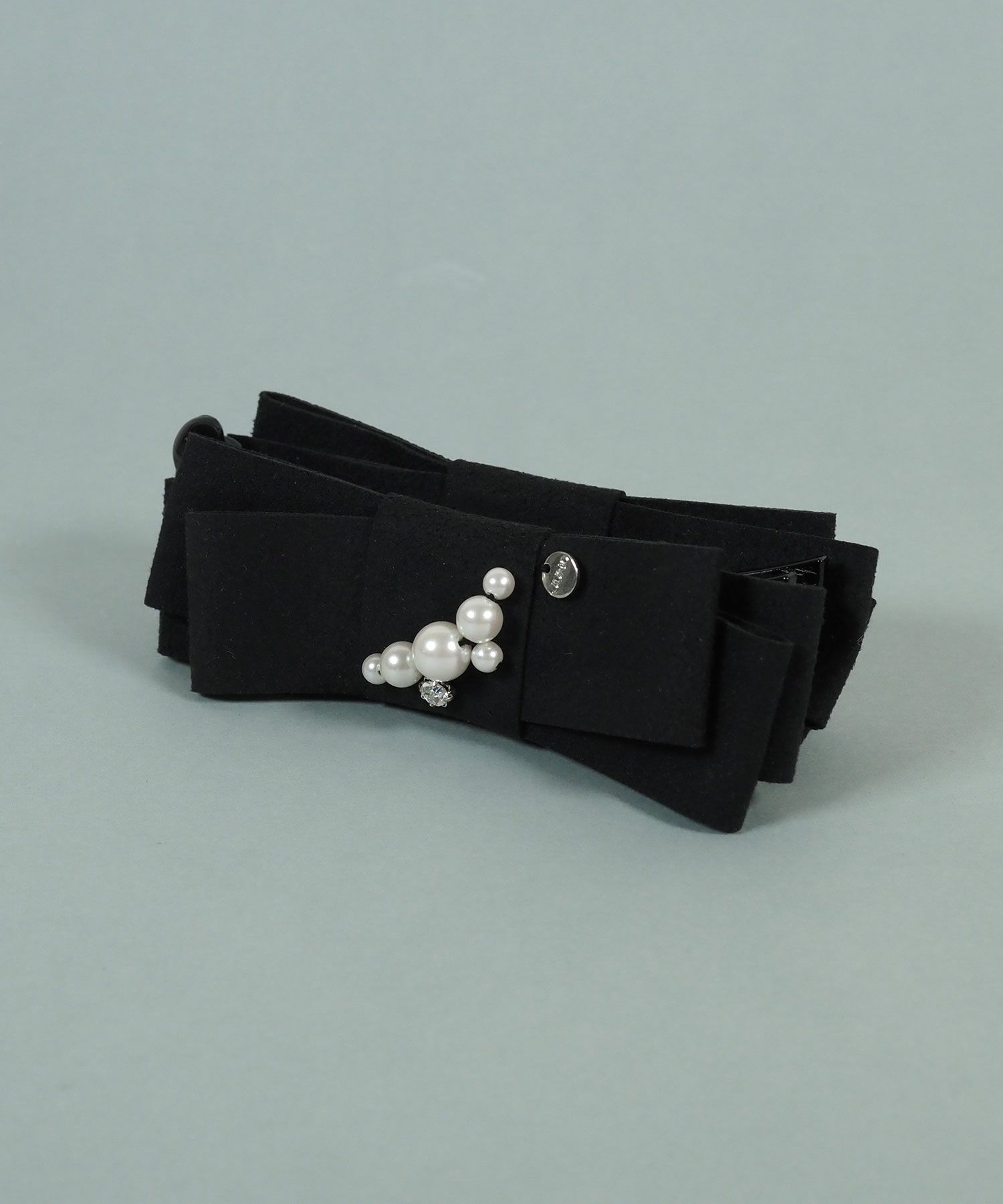 スウェードリボンパールバナナクリップ【JUNO PREMIUM】