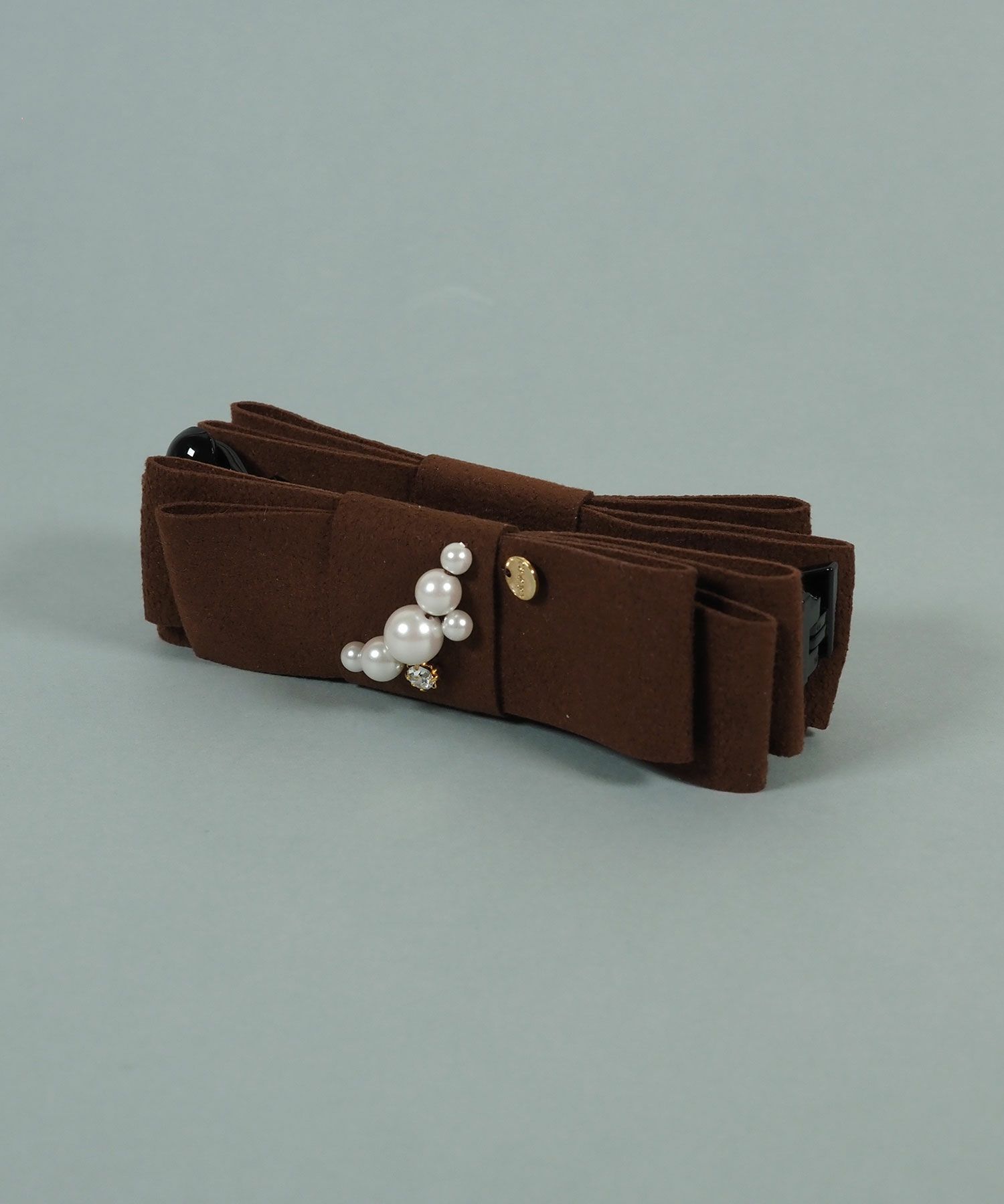 スウェードリボンパールバナナクリップ【JUNO PREMIUM】