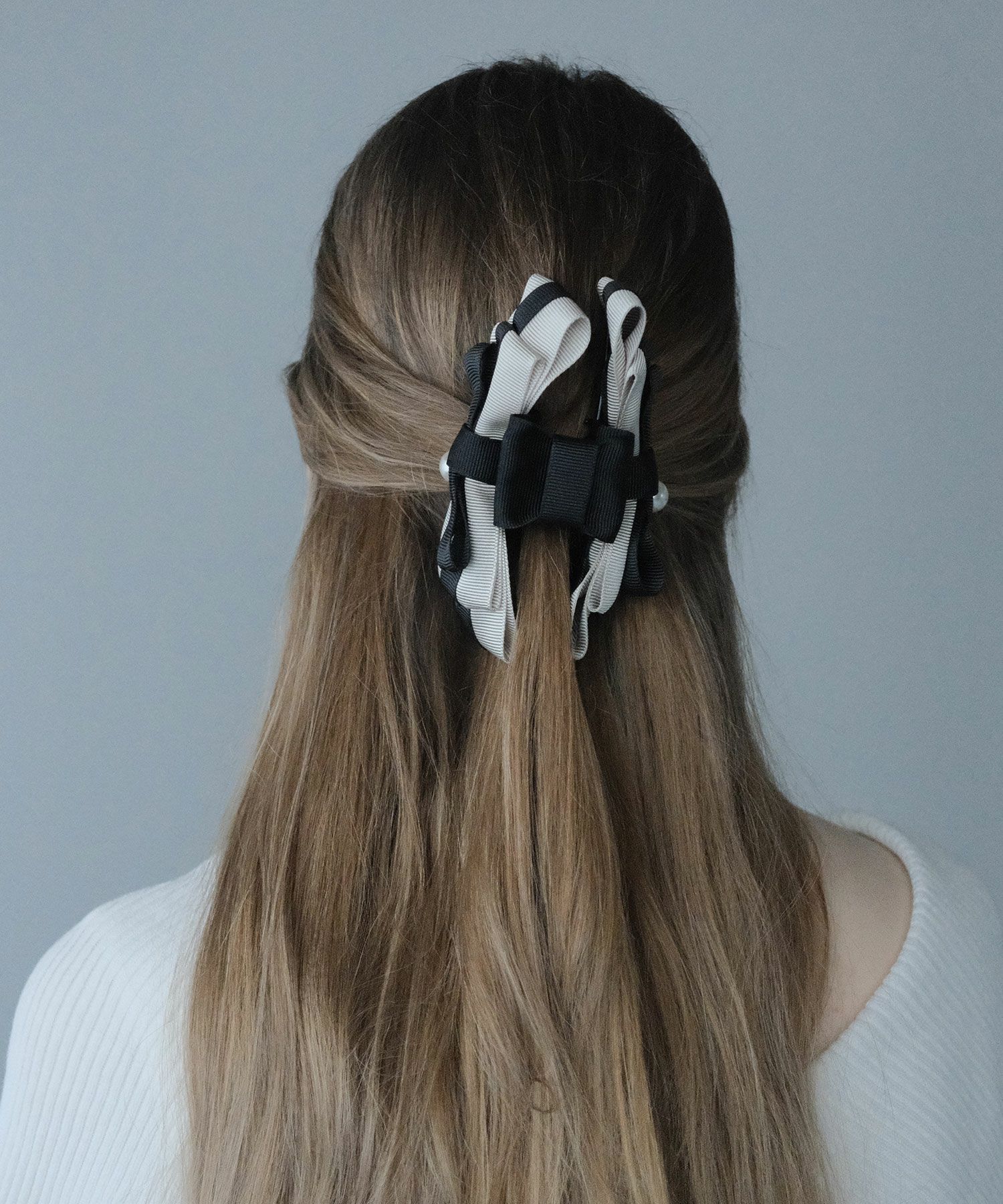 バイカラーグログランリボンバンスクリップ【JUNO PREMIUM】