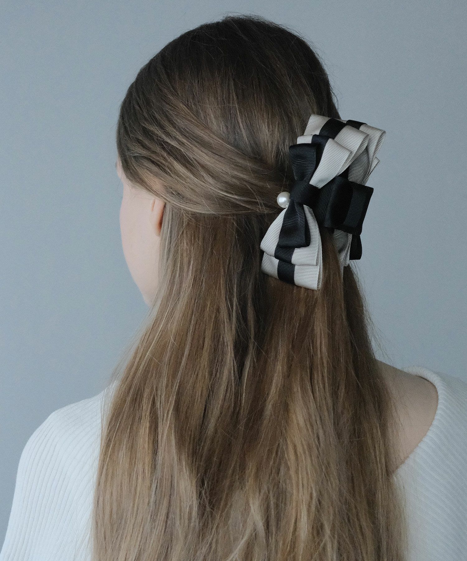 バイカラーグログランリボンバンスクリップ【JUNO PREMIUM】