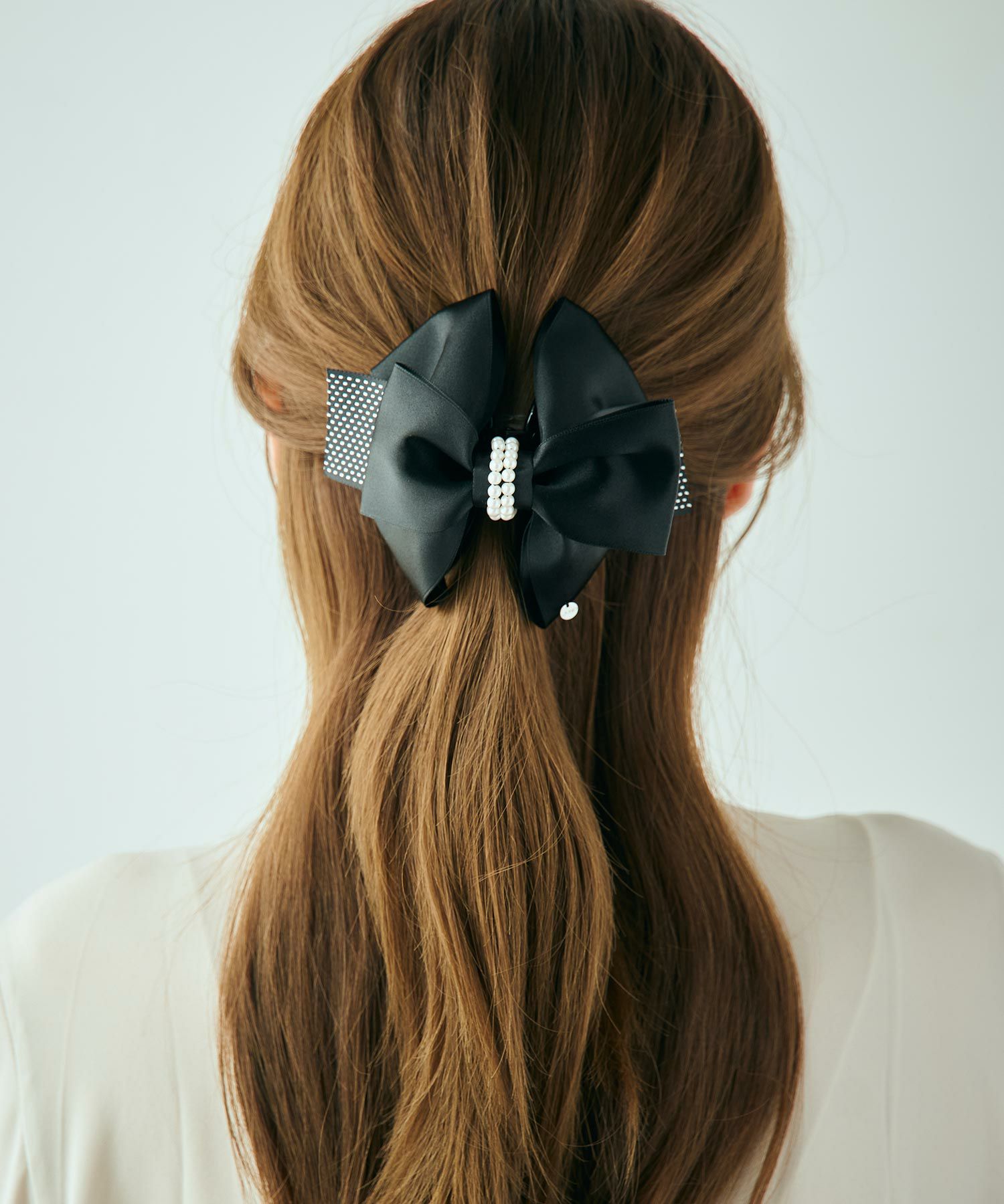 サテンリボンパールバンスクリップ【JUNO PREMIUM】