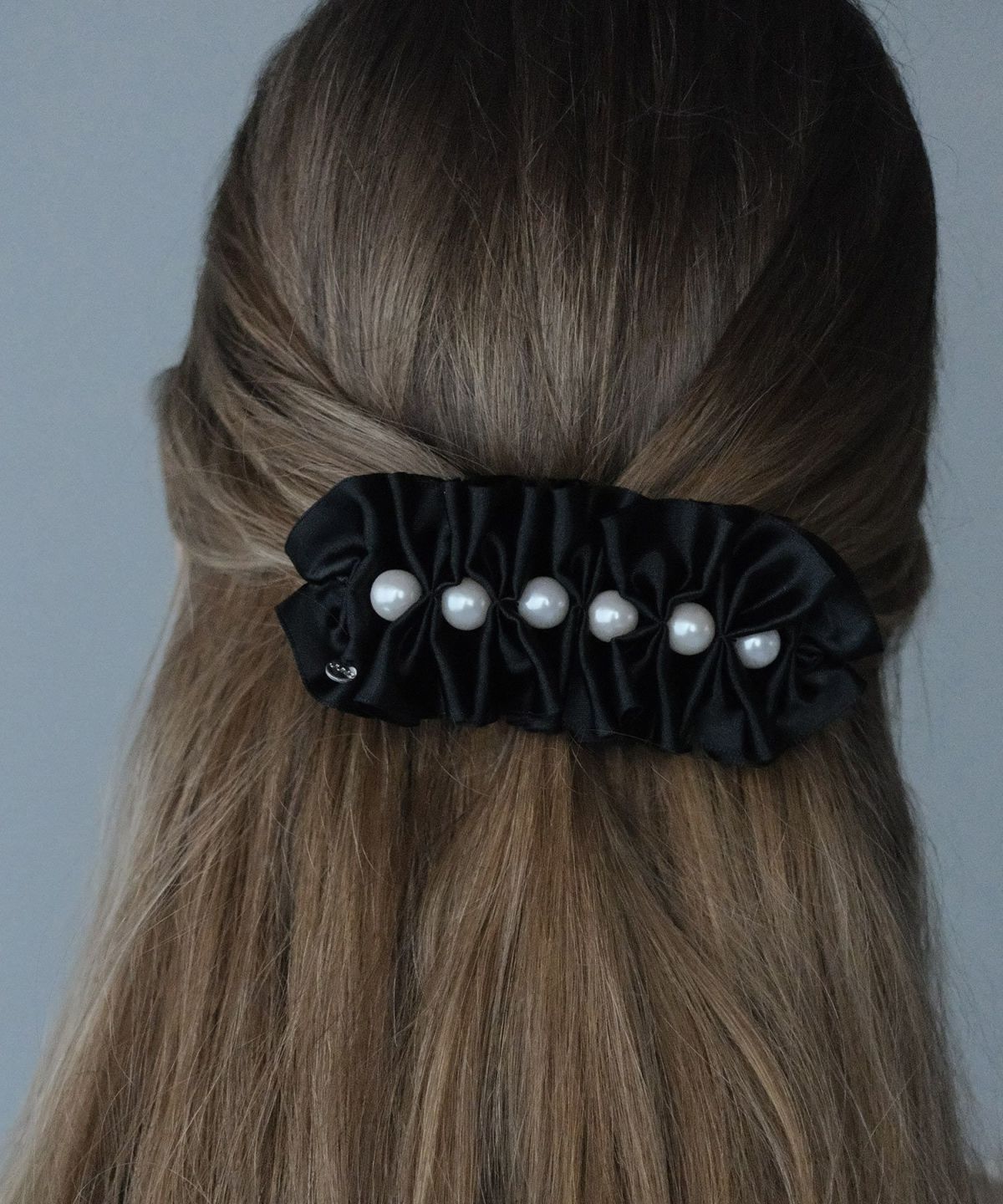 サテンリボンフリルパールバレッタ【JUNO PREMIUM】