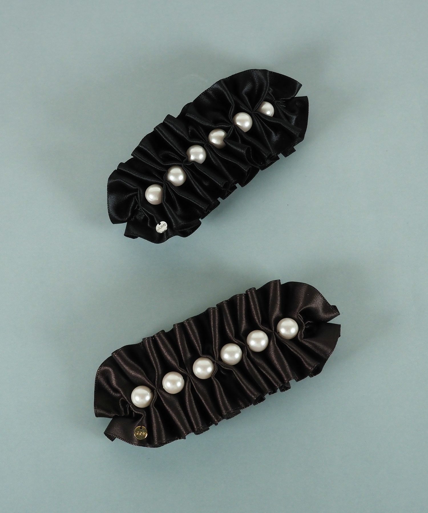 サテンリボンフリルパールバレッタ【JUNO PREMIUM】