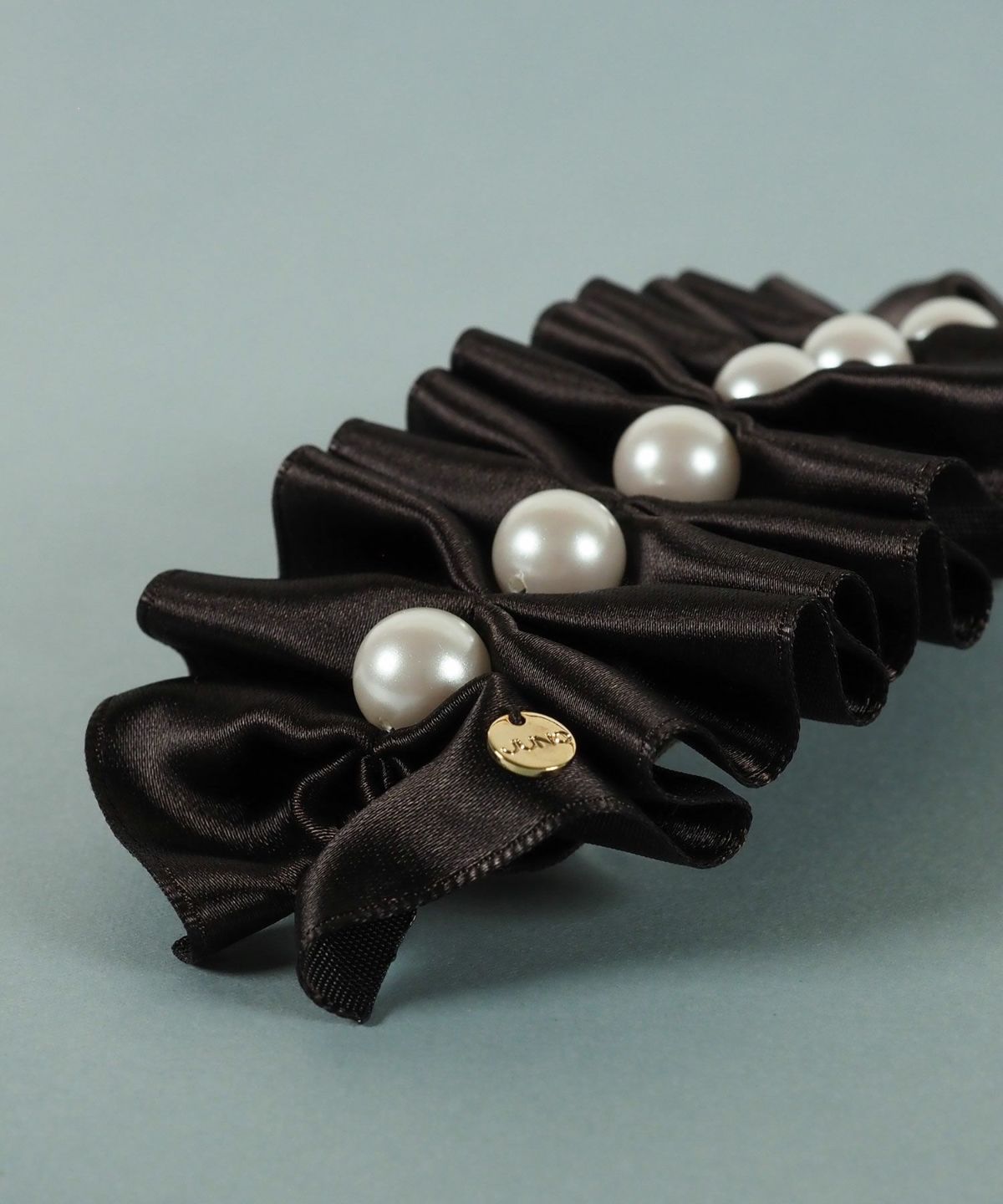 サテンリボンフリルパールバレッタ【JUNO PREMIUM】