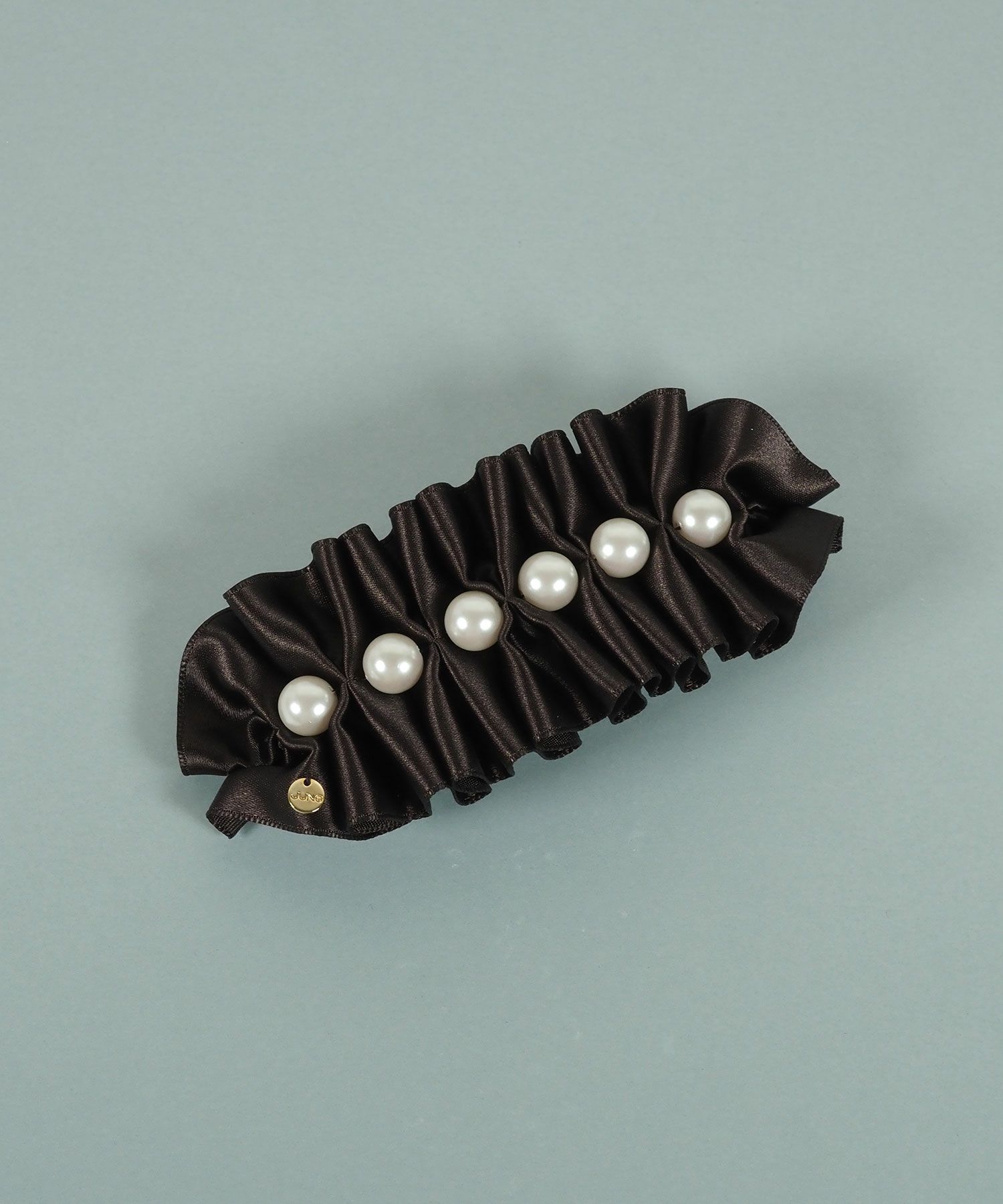 サテンリボンフリルパールバレッタ【JUNO PREMIUM】