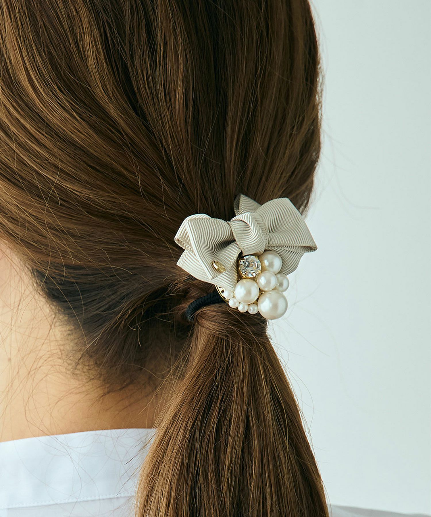 グログランリボンパールヘアゴム【JUNO PREMIUM】 | 【公式】MUK