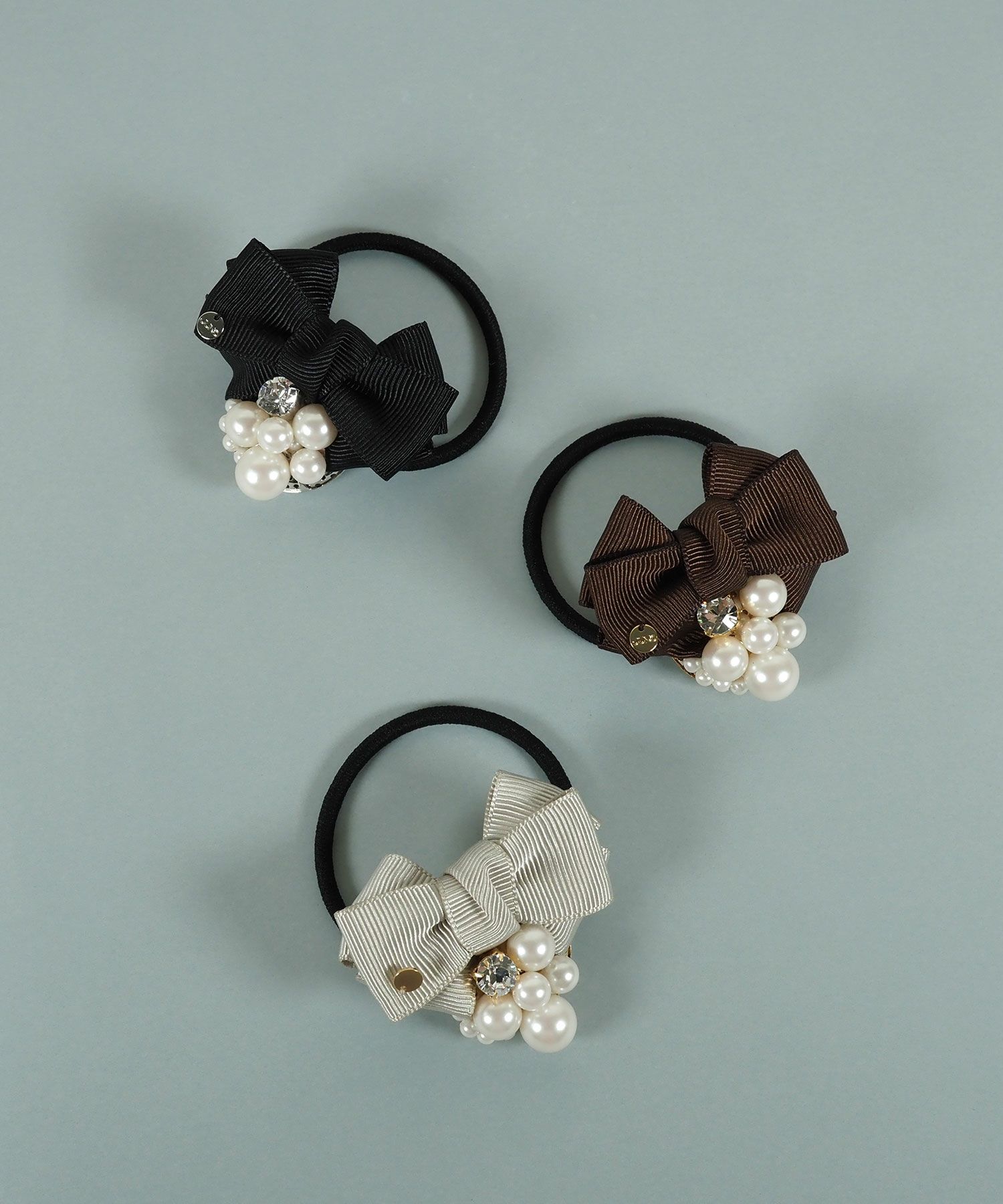 グログランリボンパールヘアゴム【JUNO PREMIUM】