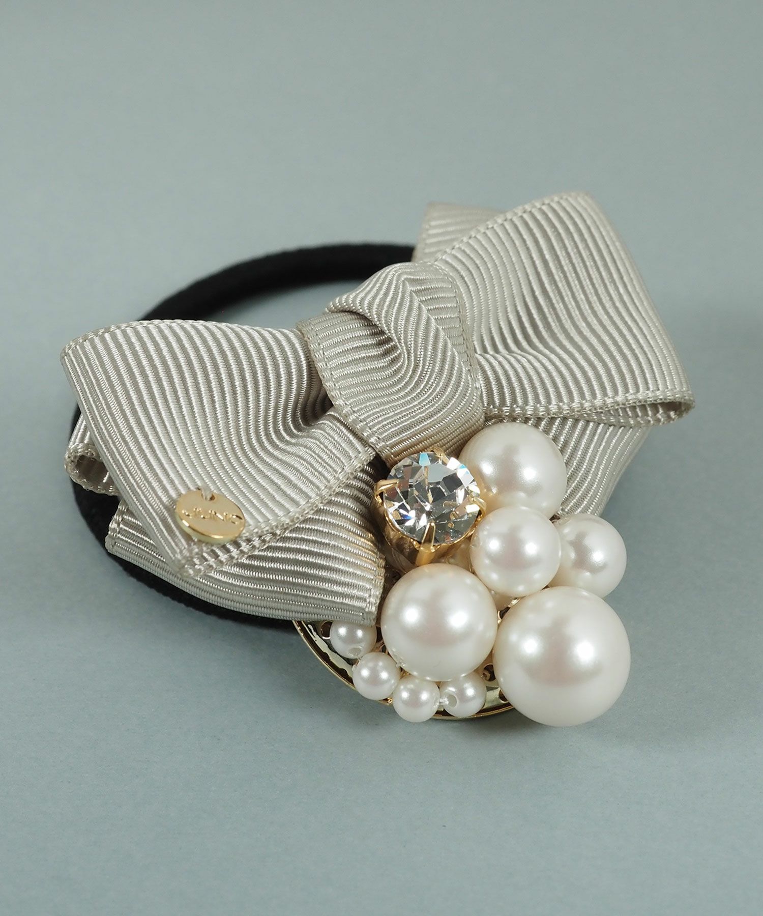 グログランリボンパールヘアゴム【JUNO PREMIUM】