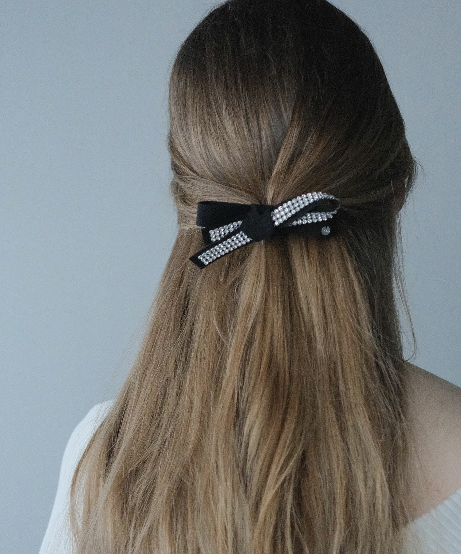 ラインストーンリボンポニーフック【JUNO PREMIUM】