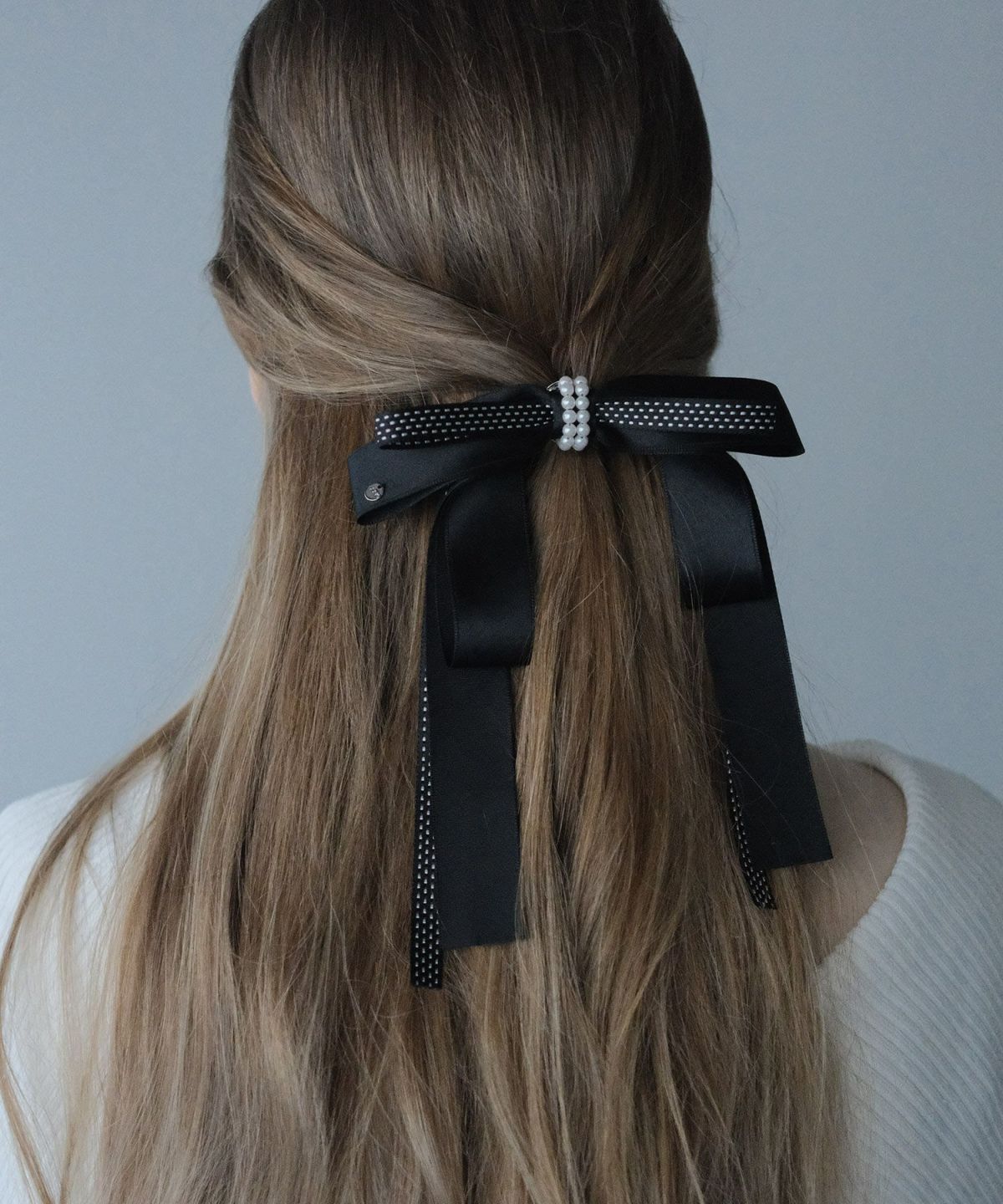 サテンロングリボンポニーフック【JUNO PREMIUM】