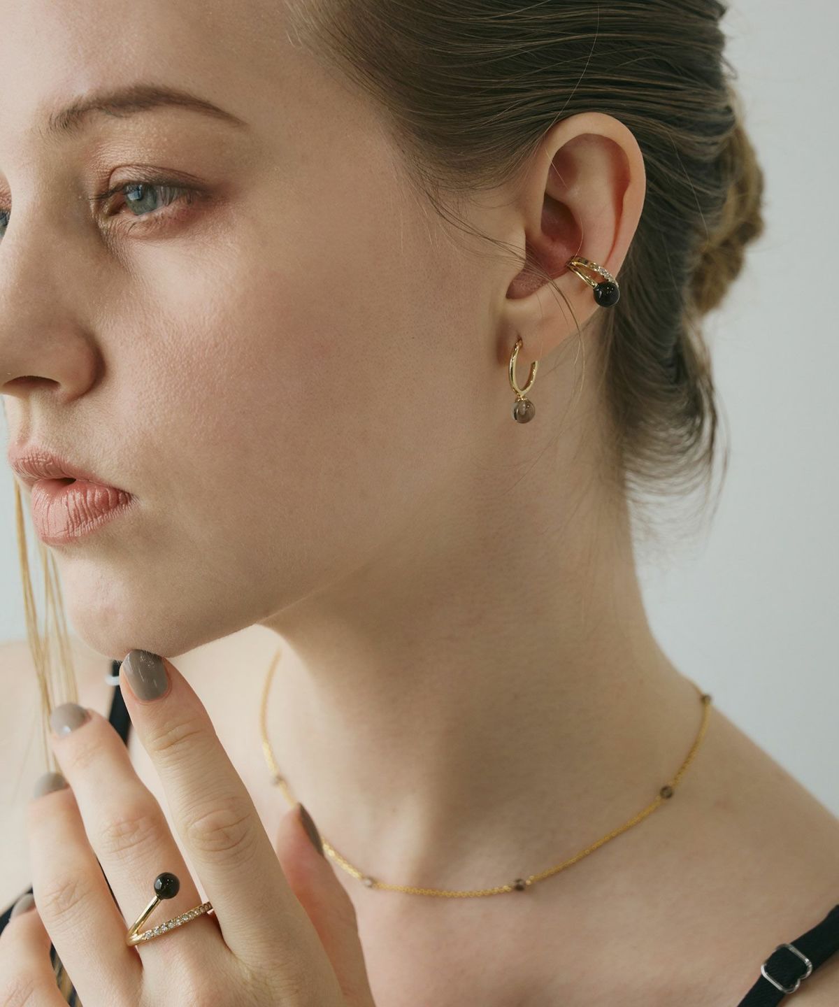 ストーン×ガラスイヤーカフ【MUK blossom stone】