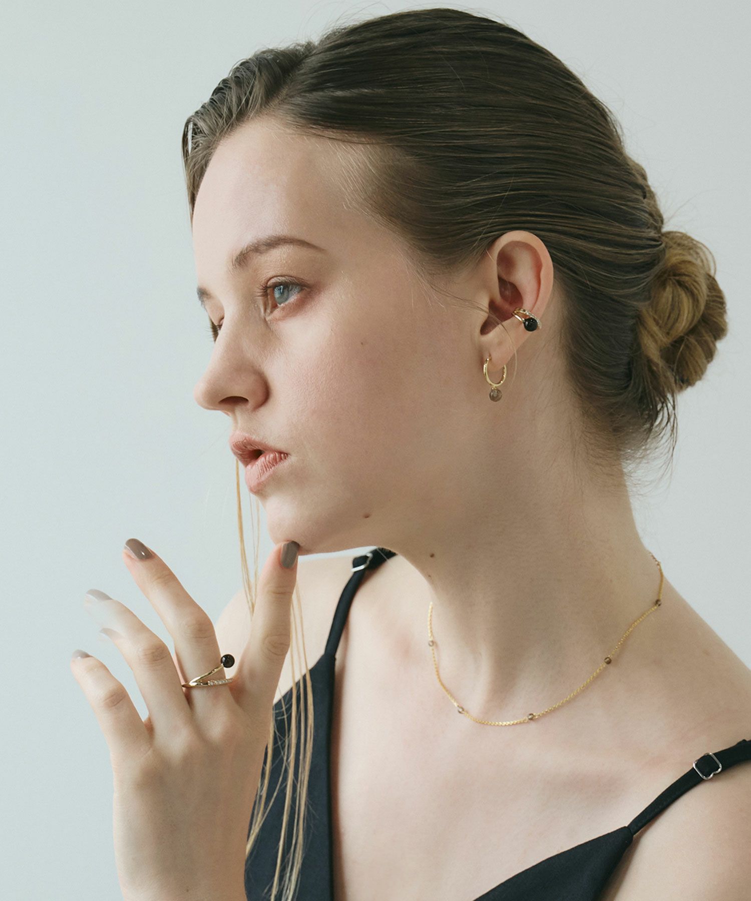 ストーン×ガラスイヤーカフ【MUK blossom stone】