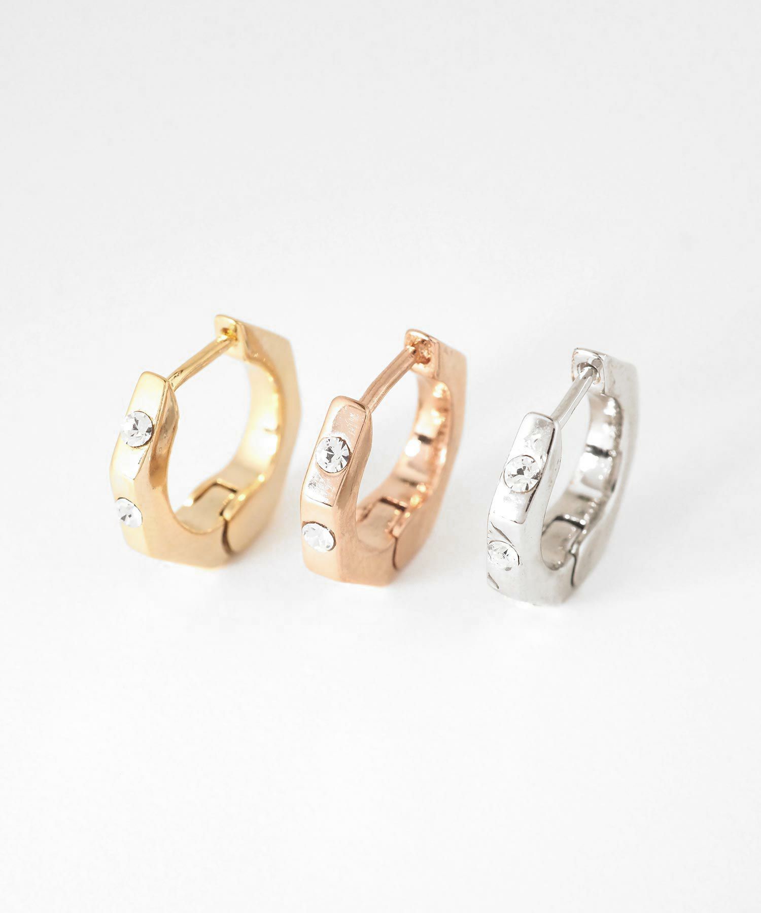 ポリゴンストーンスプリングフープピアス