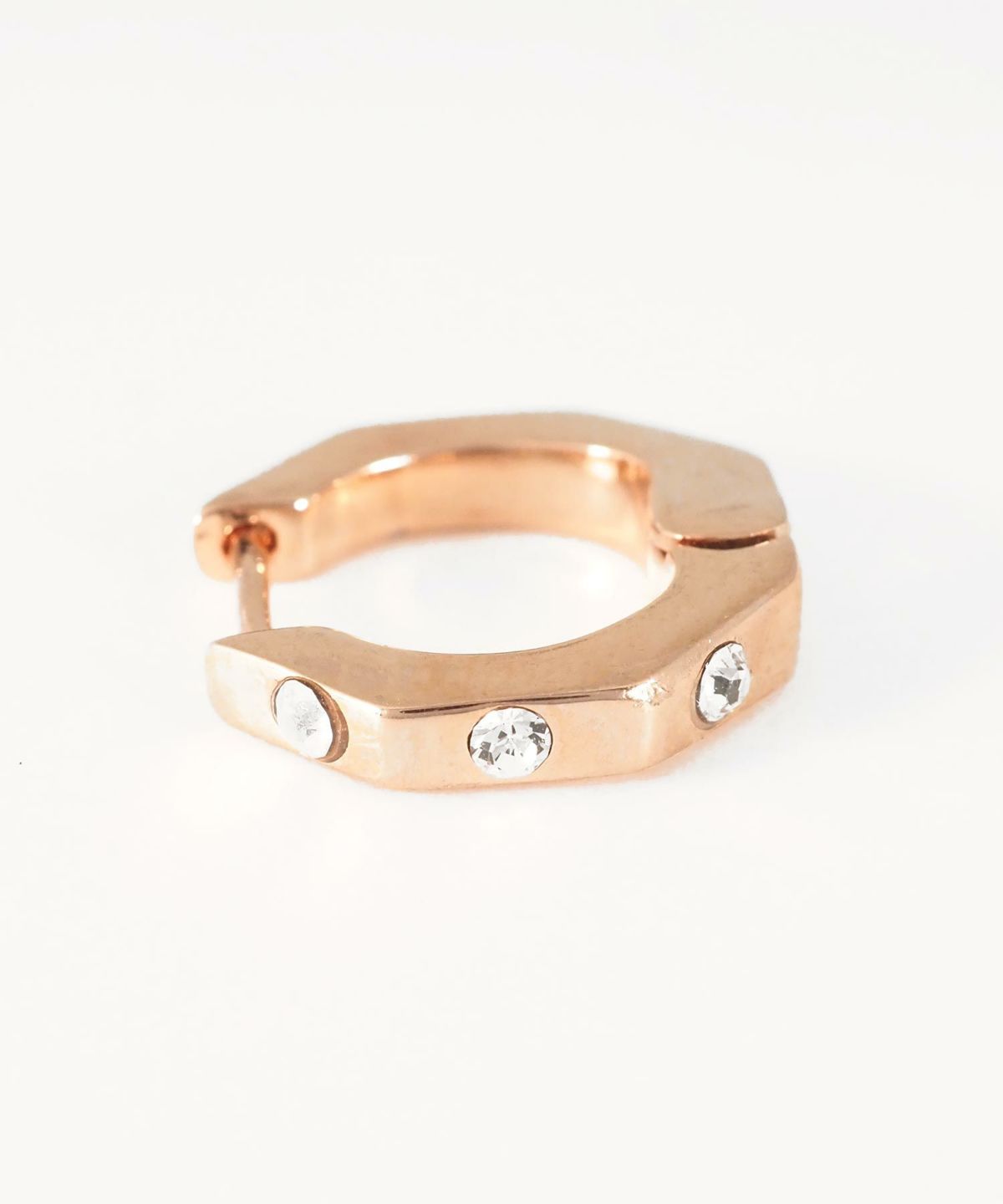 ポリゴンストーンスプリングフープピアス